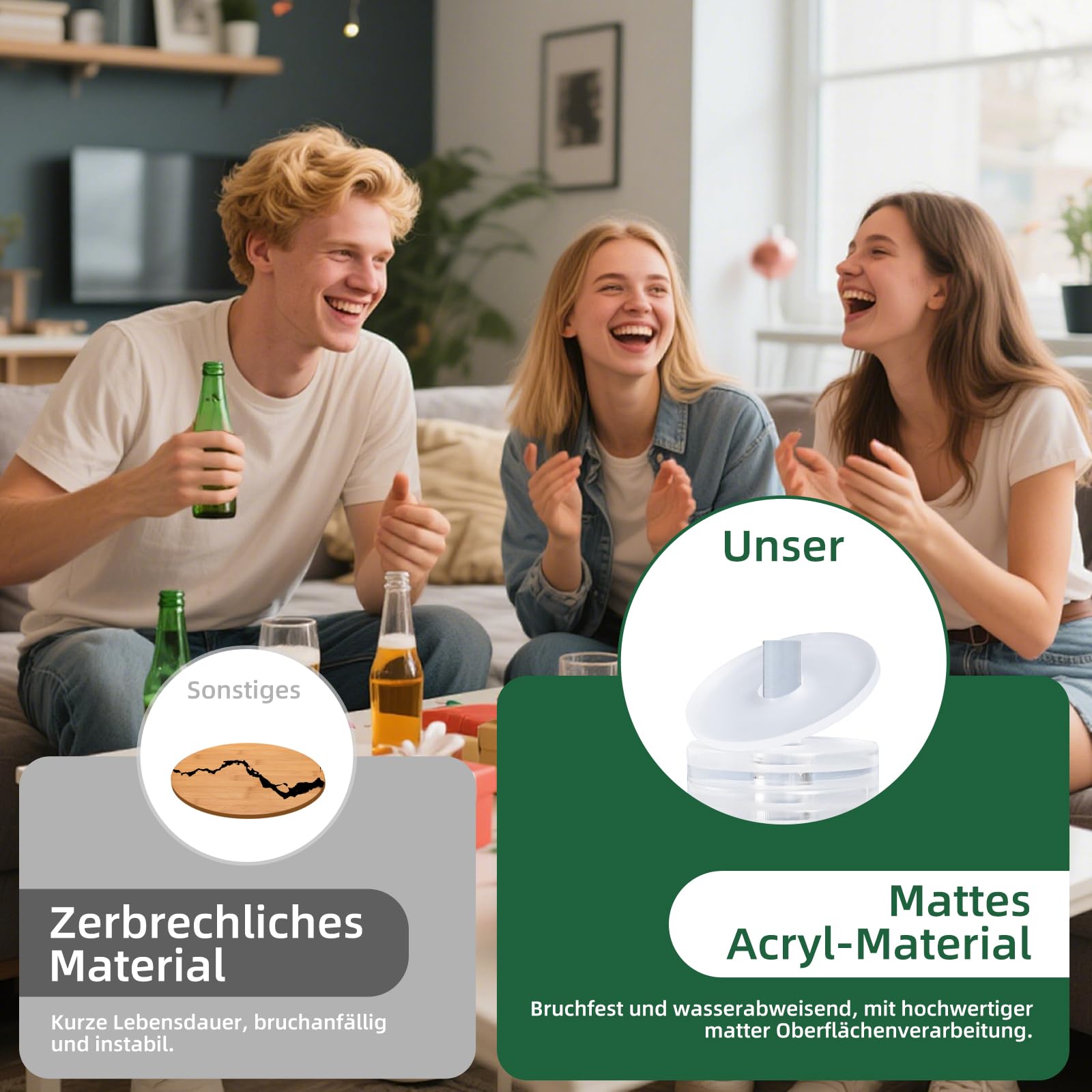 Schocken Set, Komplett mit 5 Würfelbecher Leder mit Deckel, 25 Würfeln, Schockbesteck mit 14 Acryl-Scheiben und Ständer, Schocken Würfelspiel Set für Jule Meiern Maxen Mörkeln
