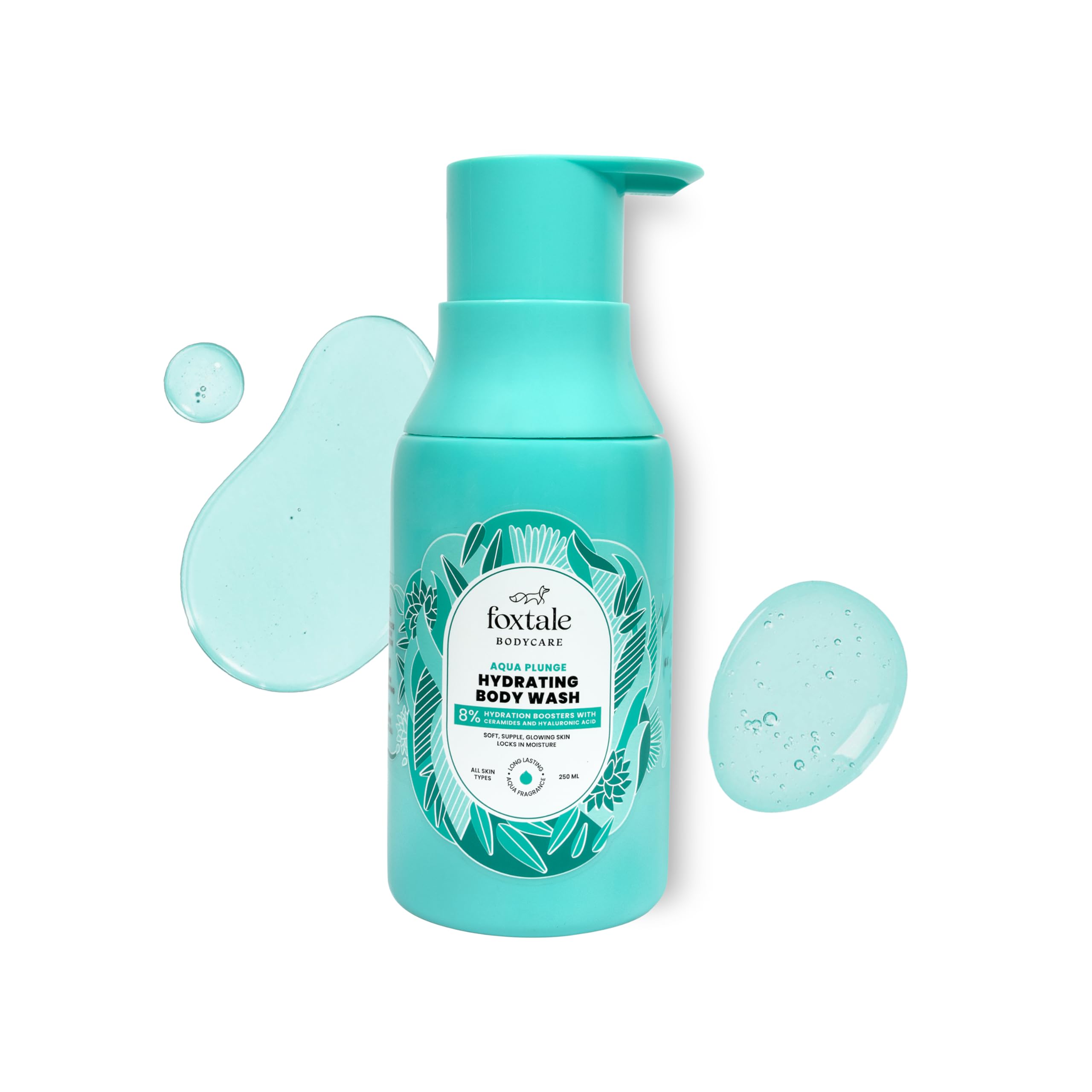 Foxtale Hydrating Body Wash with Hyaluronic Acid & Ceramides | Strengthens Skin Barrier | 24-hour hydration | 6+ hrs Odour Control | SLS-Free Body Wash for Women & Men | All Skin Type | 250 ml