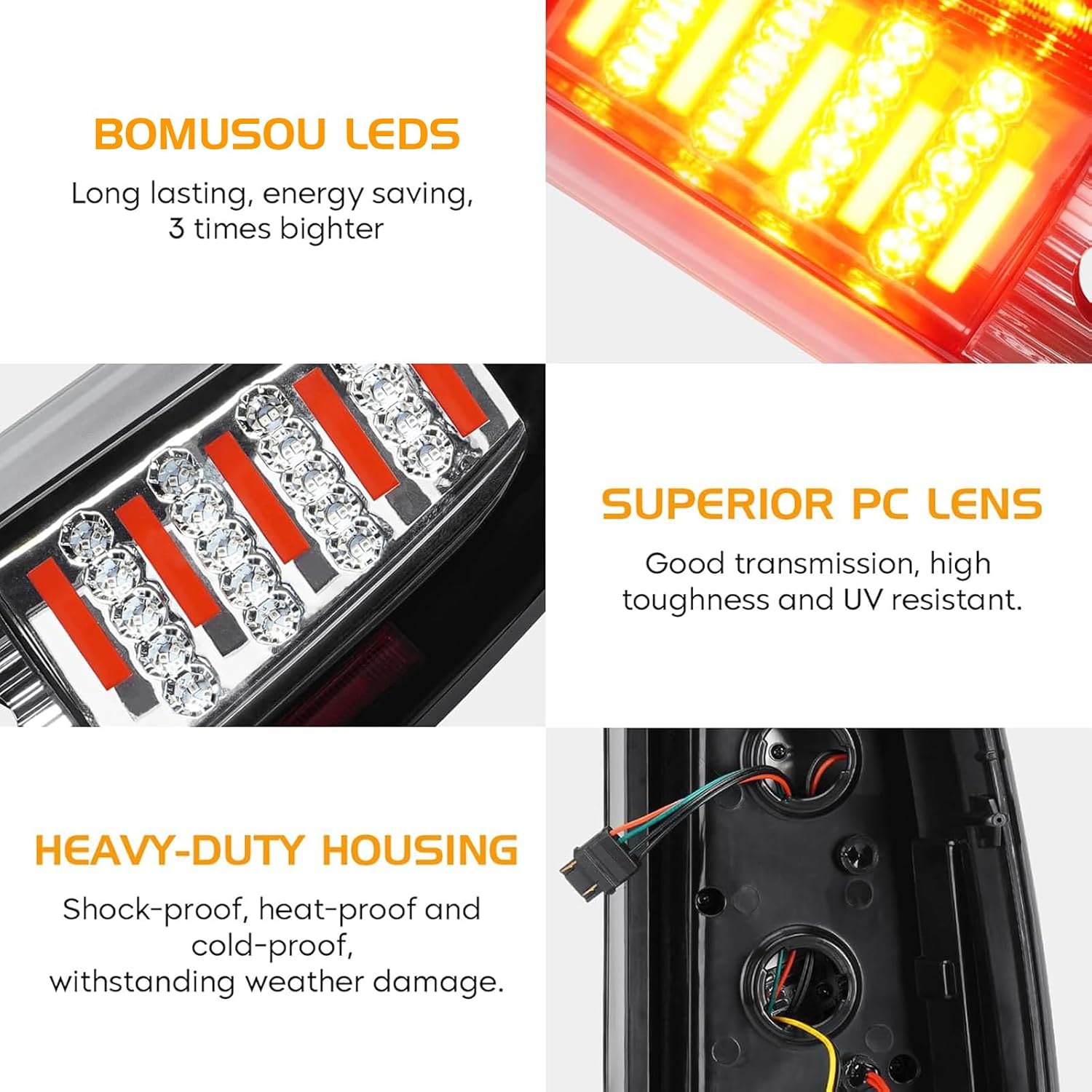 LED Tail Light + 3rd Third Brake Light Fit for Chevy Silverado GMC Sierra 1500 2500 3500 1500 HD 2500 HD 2003-2006, for Chevy Silverado GMC Sierra Classic Models 2007, 3 Pcs, Chrome Housing Clear Lens