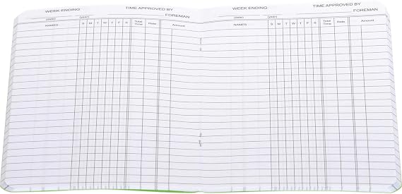 Wilson Jones Foreman's Time Book, 6.75 x 4.125 Inches, 1 Page per Week, 36 Pages per Book (WS801A)