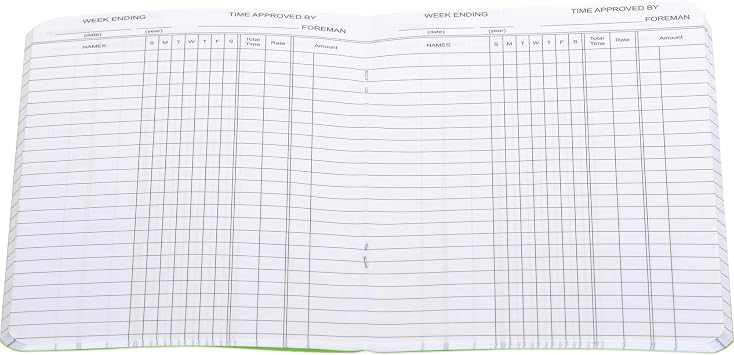 Wilson Jones Foreman's Time Book, 6.75 x 4.125 Inches, 1 Page per Week, 36 Pages per Book (WS801A)