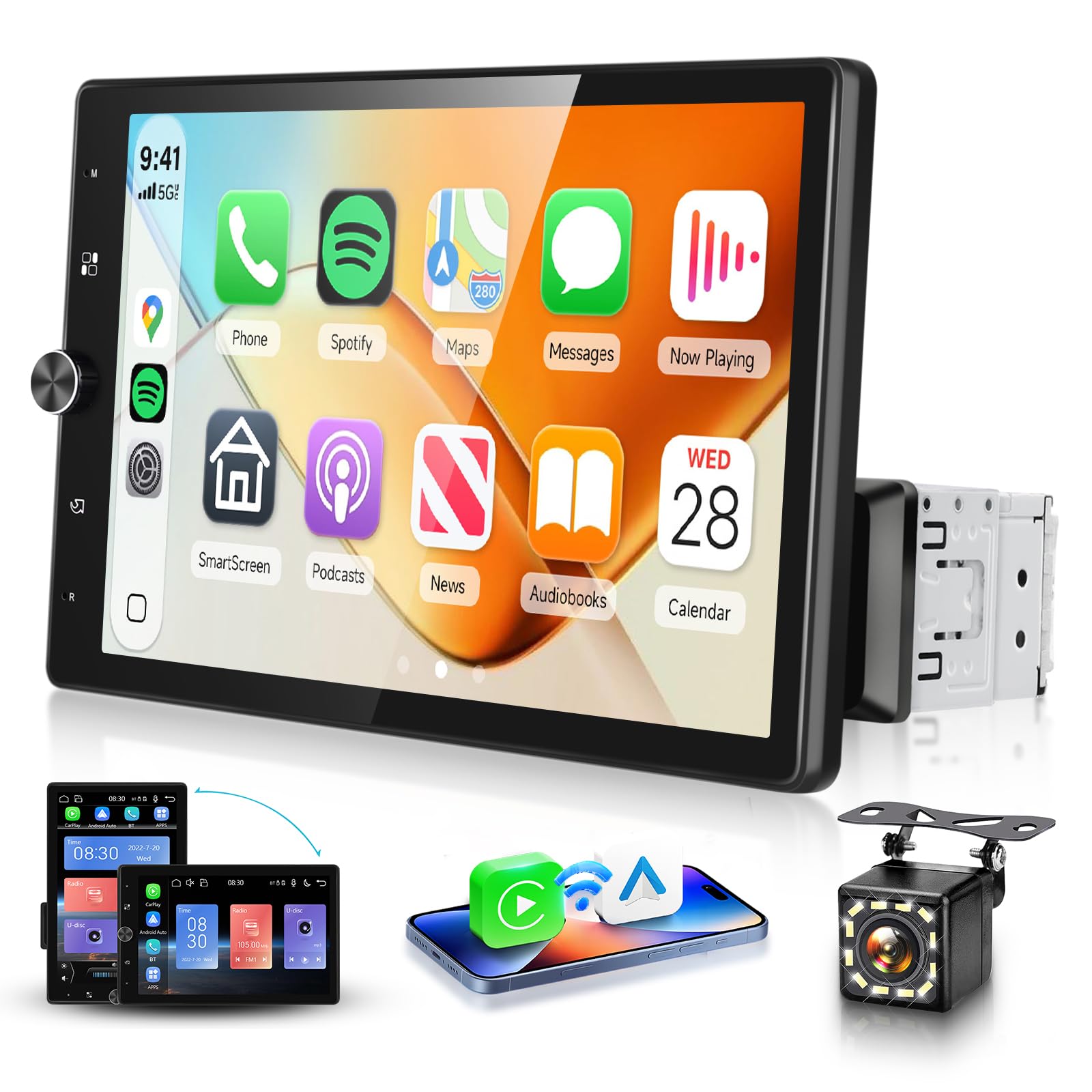 MAHVEC 10.4 Inch Single Din Car Stereo