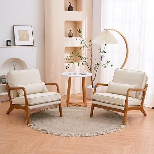 Miniatura 9 de Lestar Silla de salón individual, sillas de sofá de acento moderno, asiento tapizado de tela bronceadora con cojín de respaldo y almohada para sala