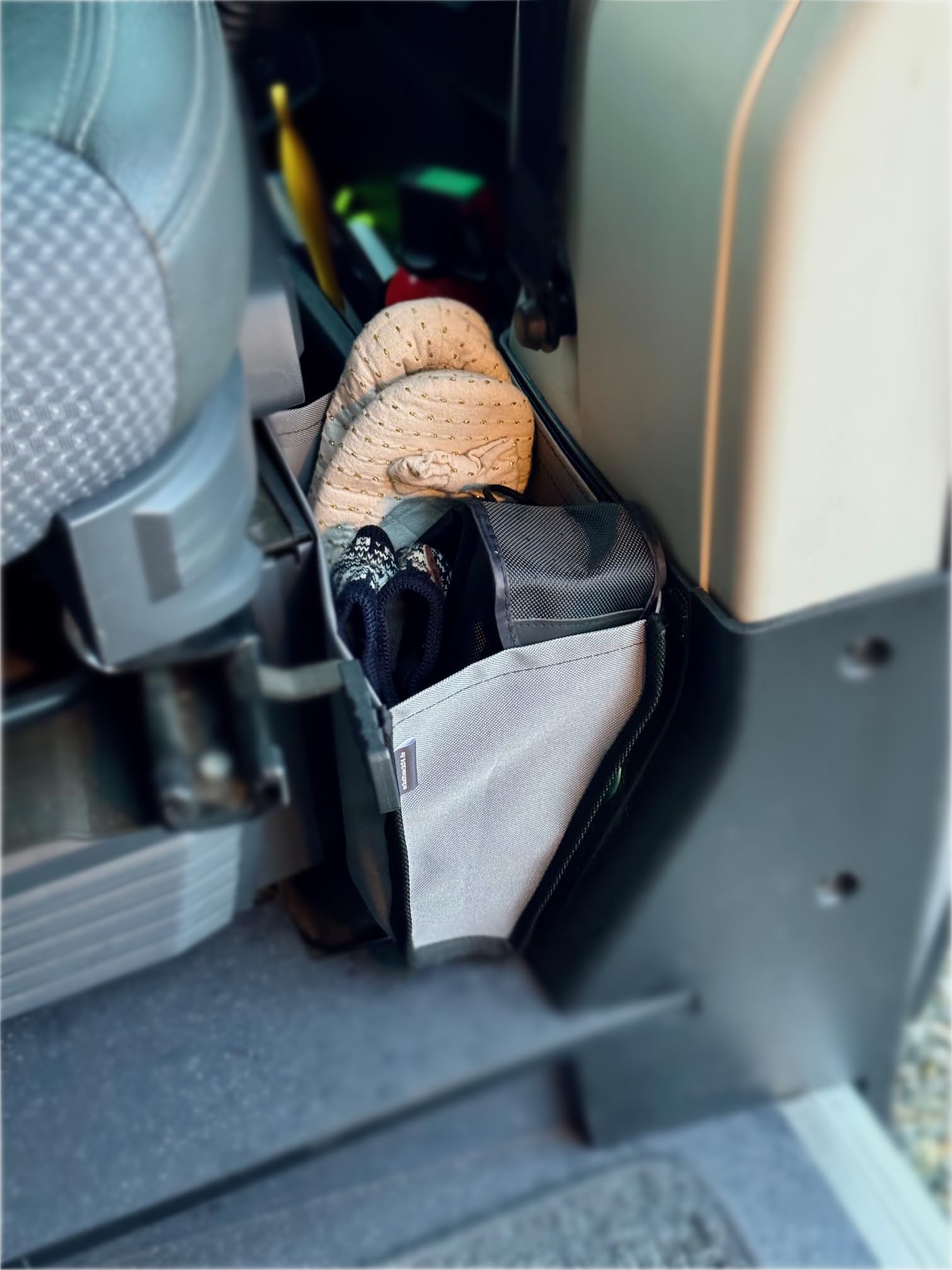 STYYL Stauraumtasche Schwarz für die B-Säule an Kastenwagen/Wohnmobil Ducato Jumper Boxer (Hellgrau)
