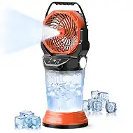 Jercoda Misting Fans for Outside with 2L Tank 30000mAh Rechargeable Battery | Portable Handle, Support Ice Tube, 120° Oscillation, Remote, Timer, Ambient Lighting, Mister Fans for Outdoor Patio Camping