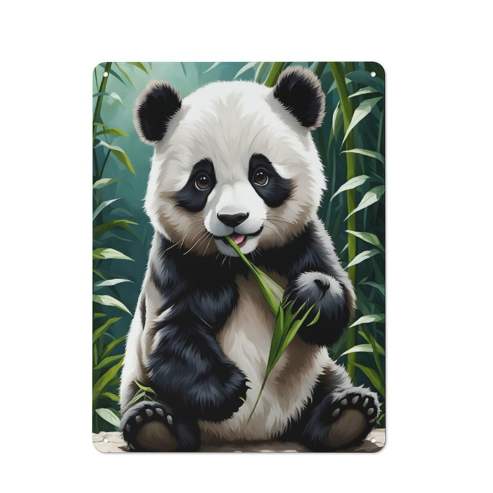 Junmoney Cute Panda Vintage Metal Plaque 40X30cm For Workshop Wall, For Kitchen And Home Bar Decor, For Home Office And Studio Walls