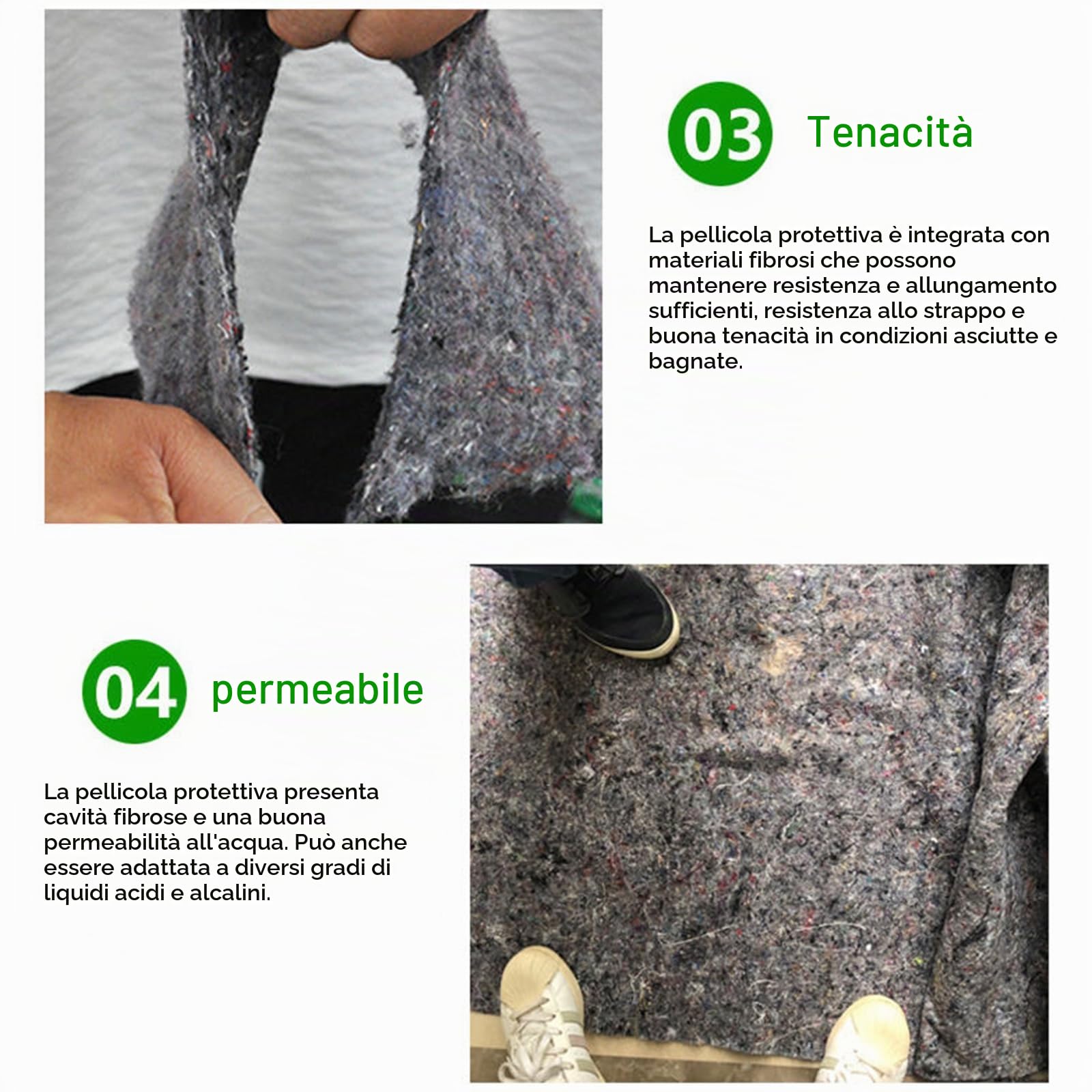 LZQ Rotolo di pellicola di copertura per pittura, 50 m, 180 g/m², con rivestimento in PE antiscivolo, protezione contro la perdita di liquidi, rivestimento per pavimenti
