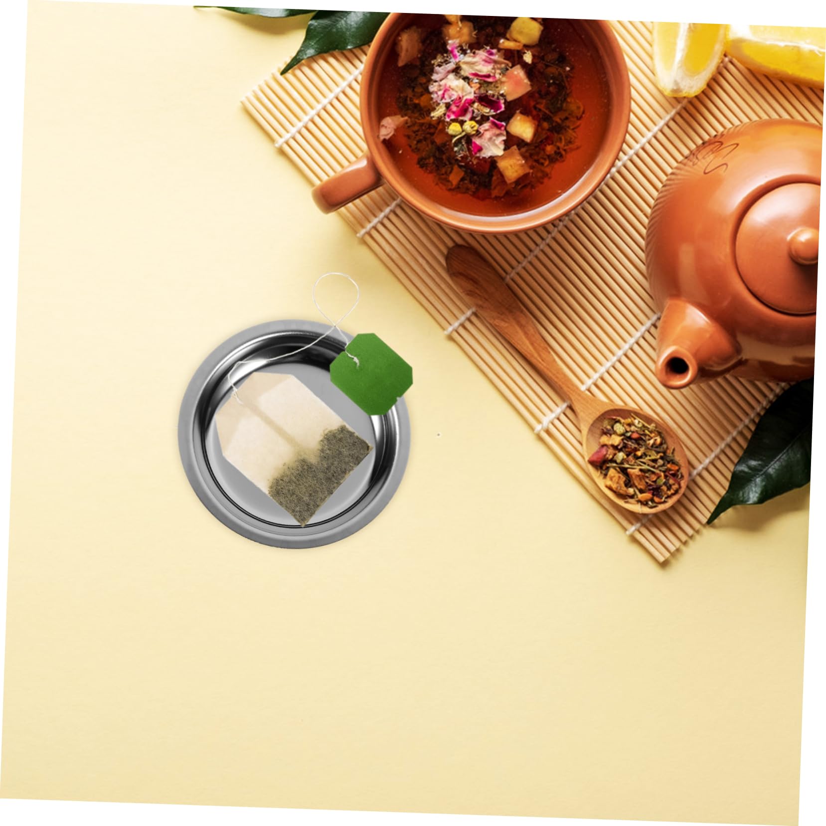 Hemobllo Tea Bag Storage Dish Stainless Steel Saucer for Hot Insulation Multipurpose for Tea Room and Kitchen and Lightweight for Home and Restaurant
