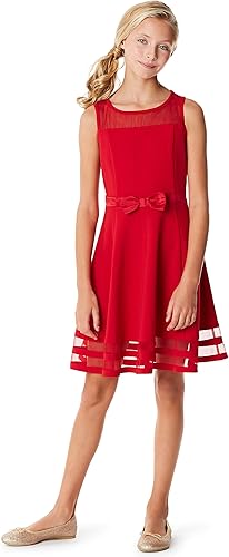 Miniatura 2 de Calvin Klein - Vestido de fiesta sin mangas para niña, silueta ajustada y acampanada, cuello redondo y cierre de cremallera trasera