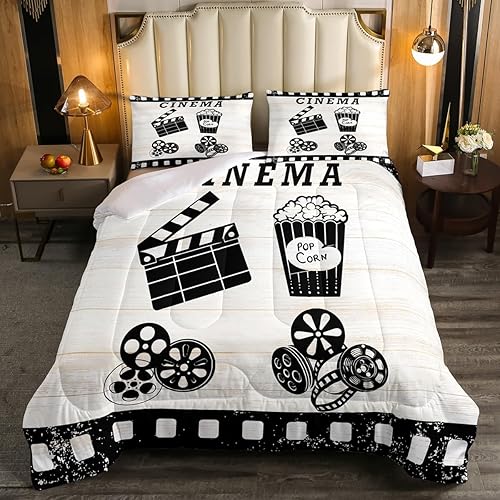 Miniatura 14 de Juego de edredón de grabación de audio vintage de los años 80, estilo retro, cintas de radio, cassette, juego de edredón de cama tamaño Queen, para