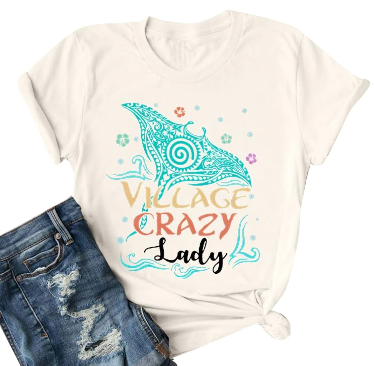 JINTING Magic Princess Tshirt Women Ocean Princess Shirts Village Crazy Shirt Summer Beach Vacation Tee