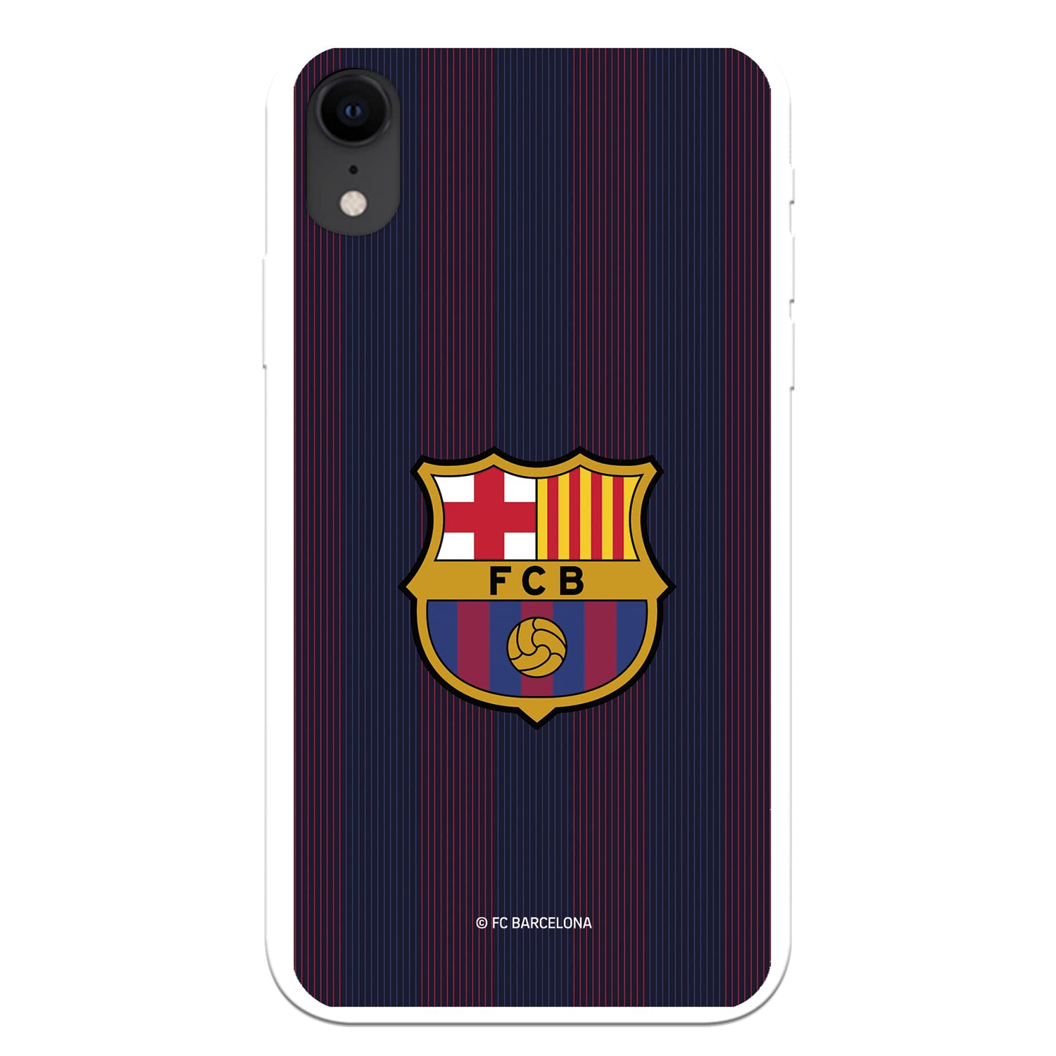 Coque iPhone XR du FC Barcelone Rayé Blaugrana pour protéger votre téléphone portable Coque en silicone souple avec licence officielle FC Barcelone