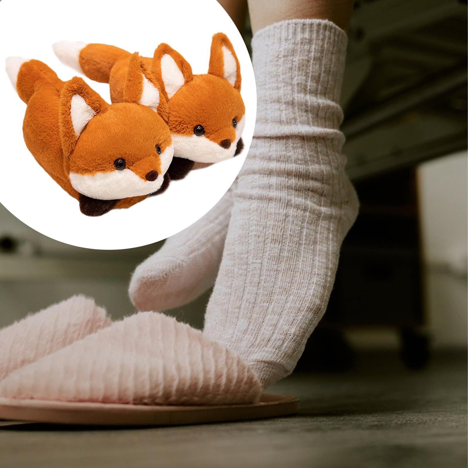 Pantuflas Acogedoras con Forma de Animal, Suela de Felpa, Suela Segura E Interior Cálido para Mujeres Y Niños. Estilo Ambientes Invernal