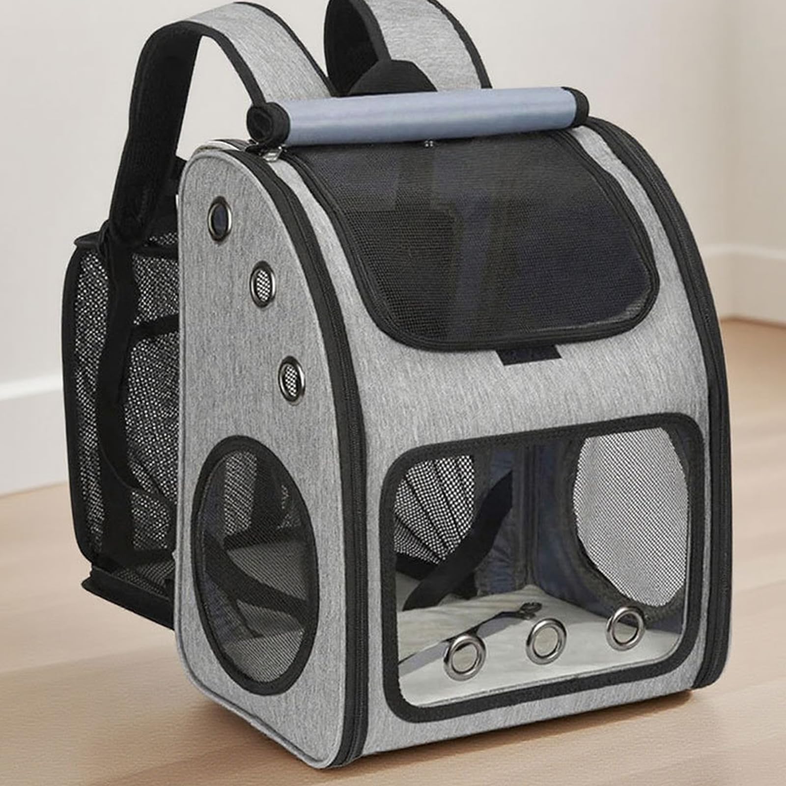 Mochila de viaje resistente para mascotas con vista panorámica y correas ajustables para gatos, perros pequeños, excursiones al aire libre, mochila para mascotas