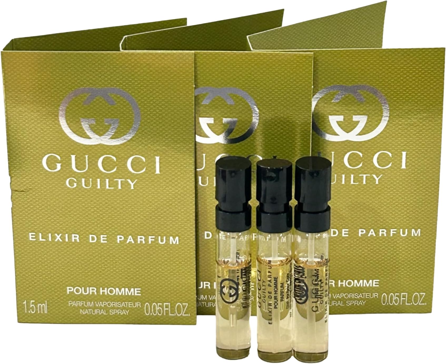 GUILTY MEN Elixir Sample Perfume 1.5 ml / 0.05 oz - set of 3 spray samples