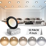 MAILCOS paquet de 6 4 1 cm 5CCT Ultra-mince LED Lumière de plafond encastrée avec boîte de jonction, 2700K-5000K Sélectionnable, 810LM Haute Luminosité, Éclairage de Wafer sans canif, 9W 120V, ETL