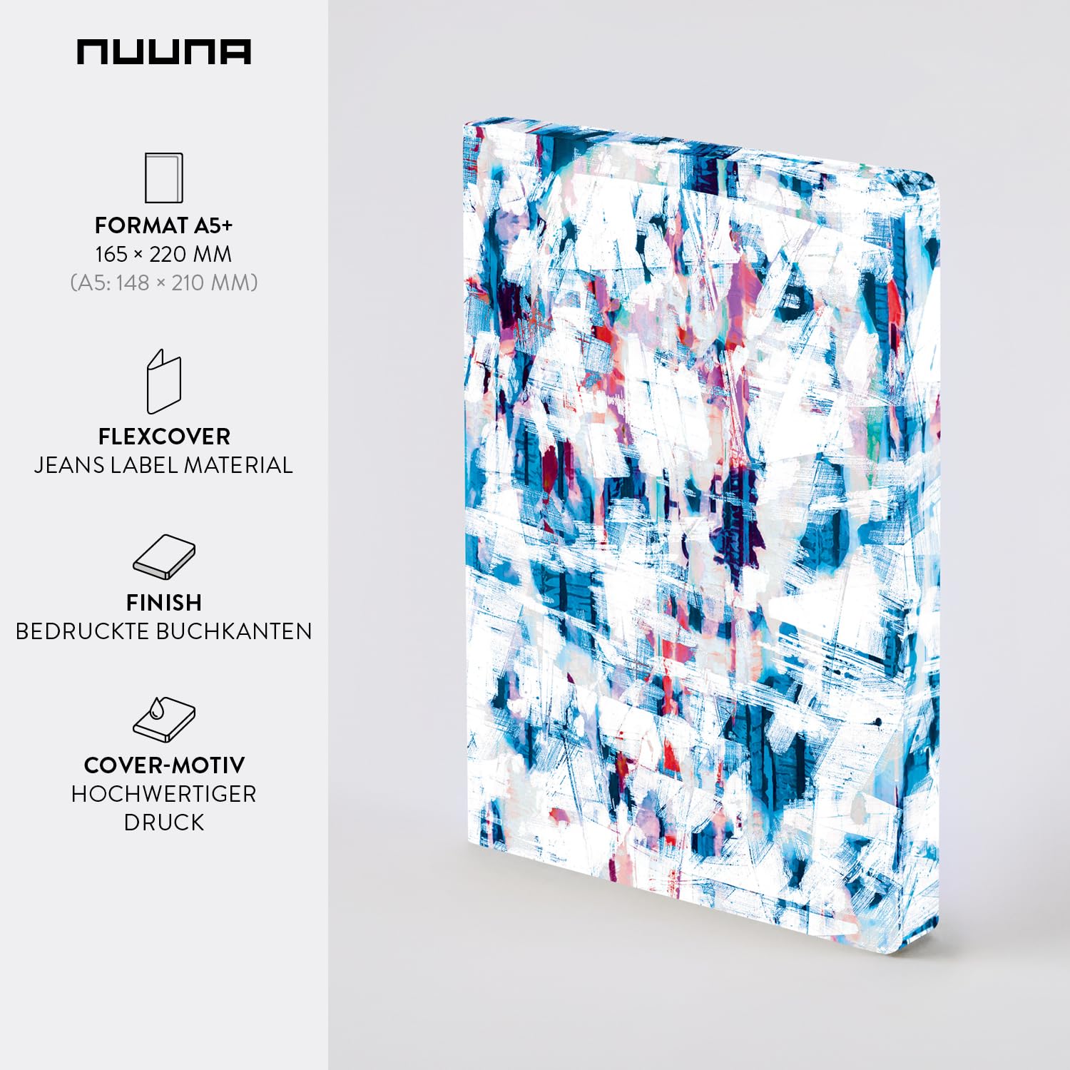 Nuuna Notizbuch A5+ Composition L - Strata, veganer Einband weiß