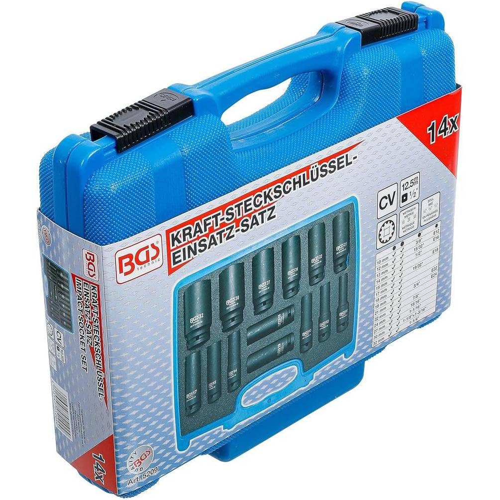 Juego de casquillos de choque Gear Lock 1/2 10-32 mm - 14 piezas - Resistente y práctico, Acero, Pro - D-Work
