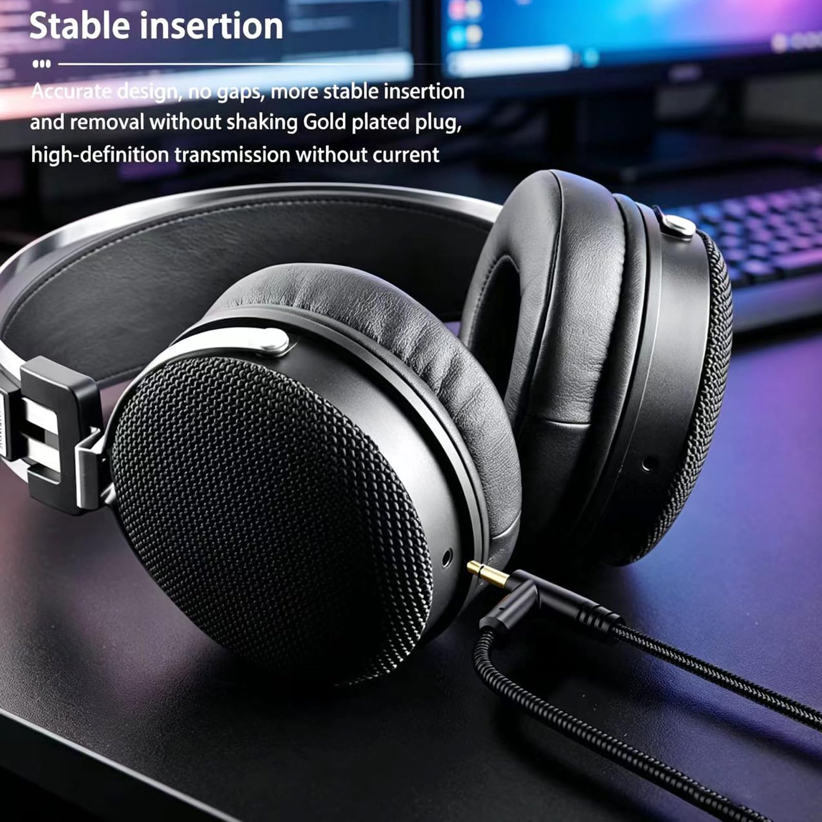 FAAEAL Cuffie da studio con cavo, cuffie stereo HiFi con apertura posteriore, doppio driver dinamico da 3,5 mm e 50 mm, per registrazione, mixaggio, DJ, podcast, audiofili