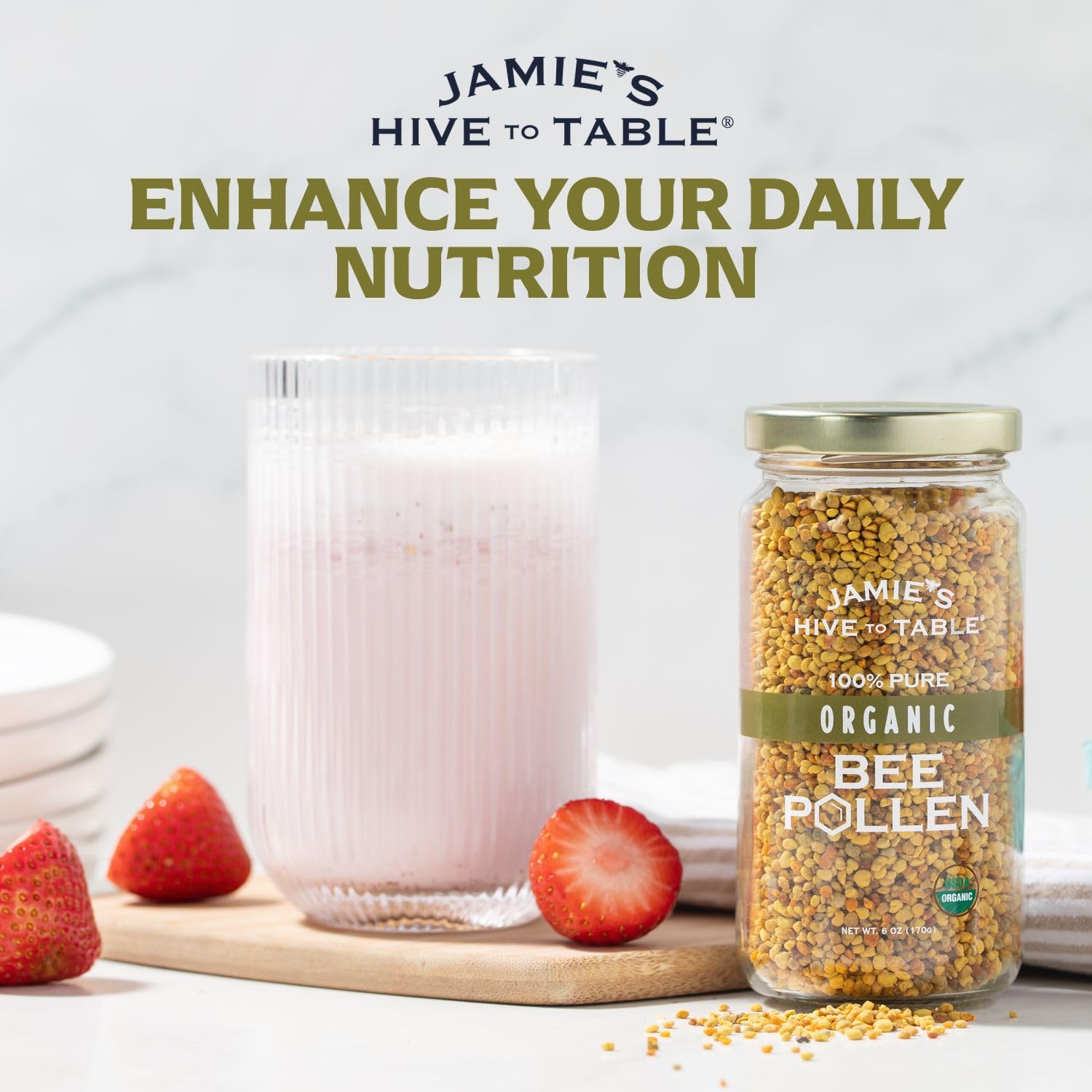 Jamie’s Hive to Table Organic Bee Pollen, 6 oz - 100% Pure, Raw & Natural Superfood, Premium Quality Bee Pollen Granules for Energy & Vitality, Gluten Free — Amazon image 6