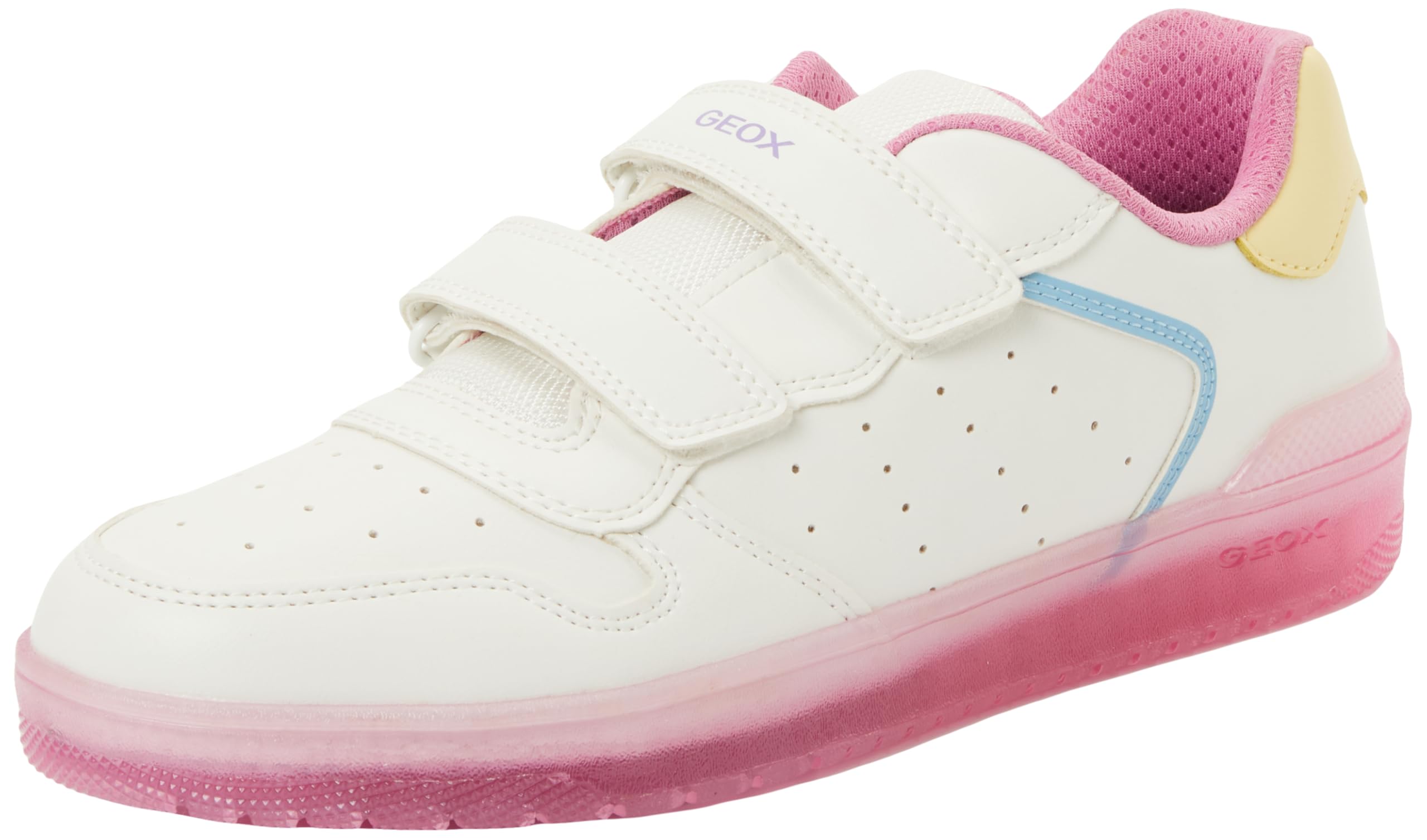 Geox J Washiba Girl B Basket, Blanc/​Rose foncé, 34 EU