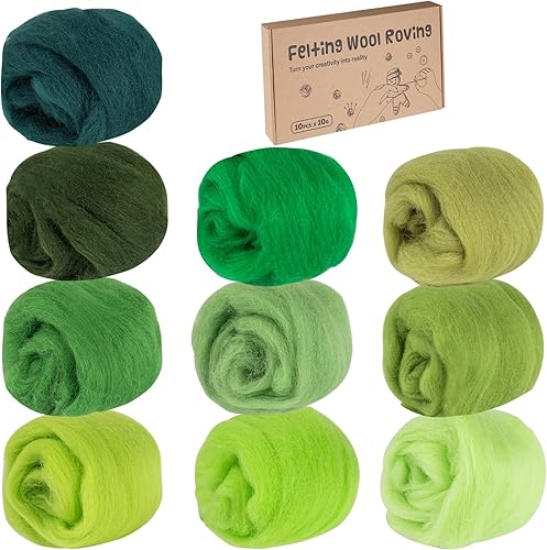 Lemonfilter Lana de fieltro de aguja, 10 colores de lana de fibra natural, lana para fieltro de aguja, fieltro de hilo de lana de 3.53 onzas para