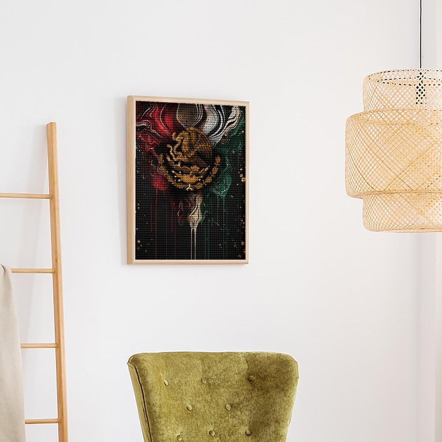 XJUJKCTA Novelty Mexican Flag Print Diamond Art Painting Art Kits 5D DIY Diamond Art for Home Wall Decor 16"x20"