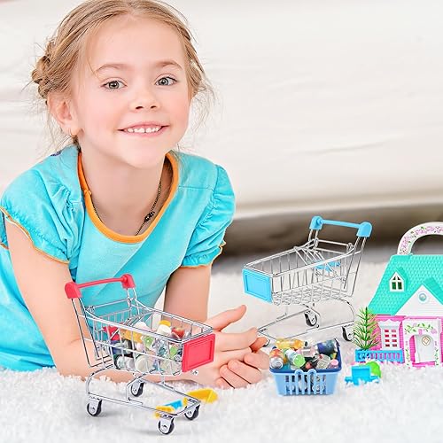 Miniatura 6 de 134pcs Mini Cesta Cesta Miniatura Comida Bebida Botella Supermercado Metal Handcart Juguetes Casa de Muñecas Tienda Cosplay Juego de Dollhouse