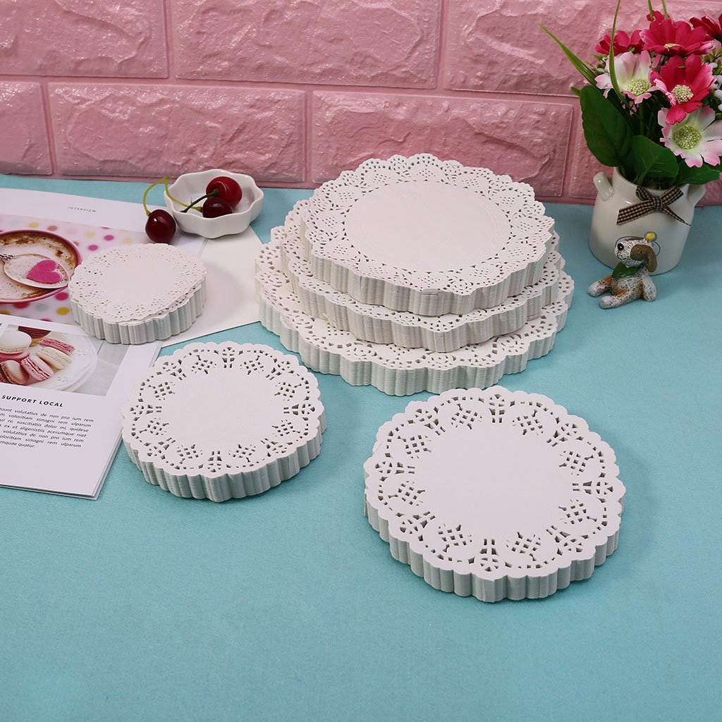 Tovagliette Runner da Tavola, 200 Pezzi Sottobicchieri Rotondi in Carta di Pizzo Sottobicchieri Tovagliette Matrimonio Evento Festa Bomboniere 12" 30 cm Decorazioni Cucina (3.5")