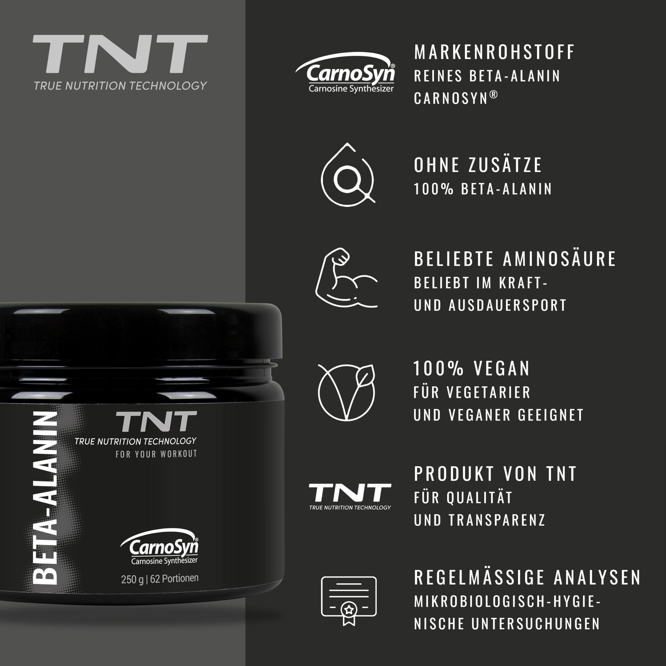 TNT Beta Alanin Pulver (250g) • Reines CarnoSyn® ohne Zusätze • 100% Vegan, hochwertig & laborgeprüft