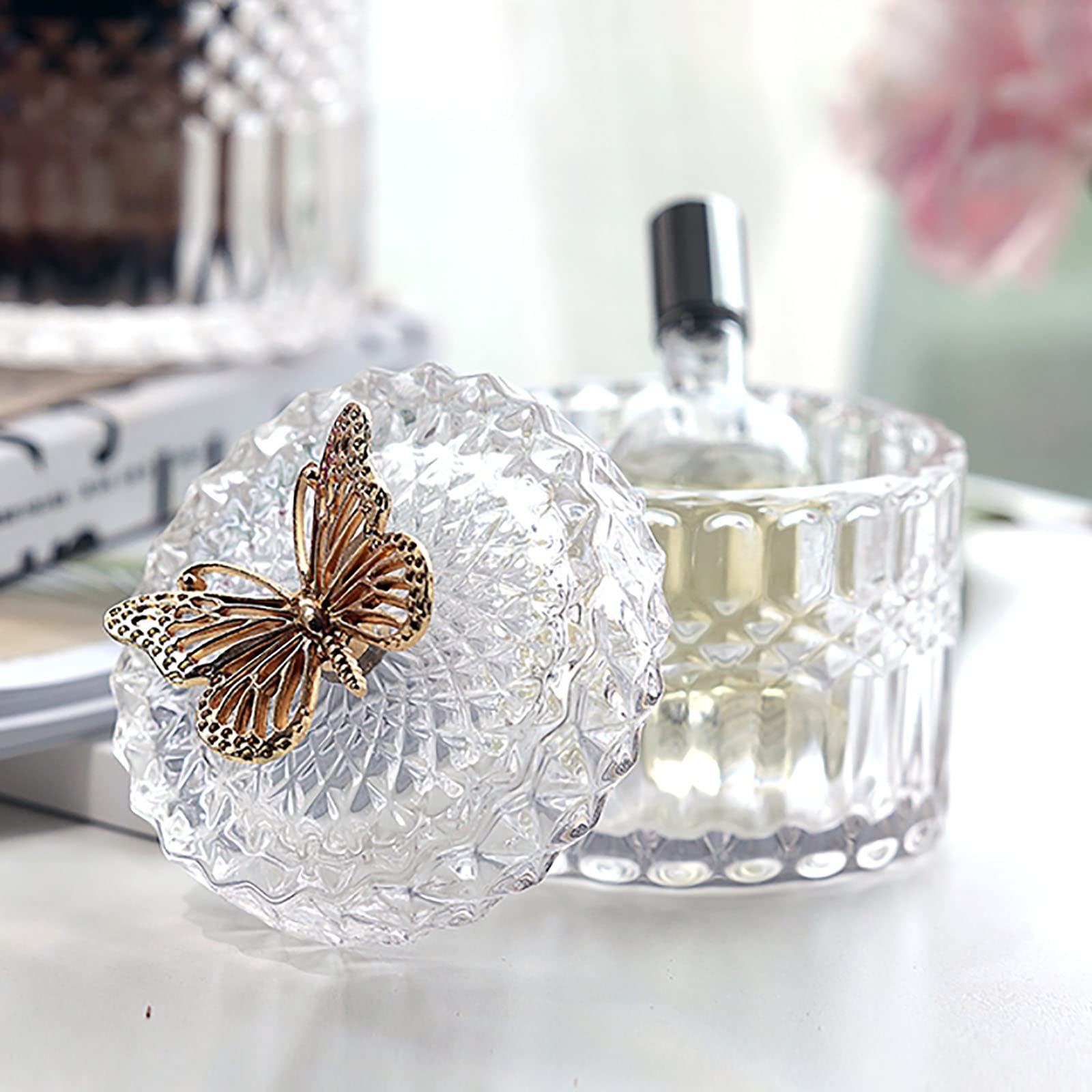 Bonbon Behälter mit Deckel Glas, Zuckerdose Glas Kristall, Bonbonglas zur Hochzeit, Vorratsglas mit Deckel Geschenk, Bonbonglas Kristall, Dekorative Süßigkeitenschale für Würfelzucker Snacks Buffet
