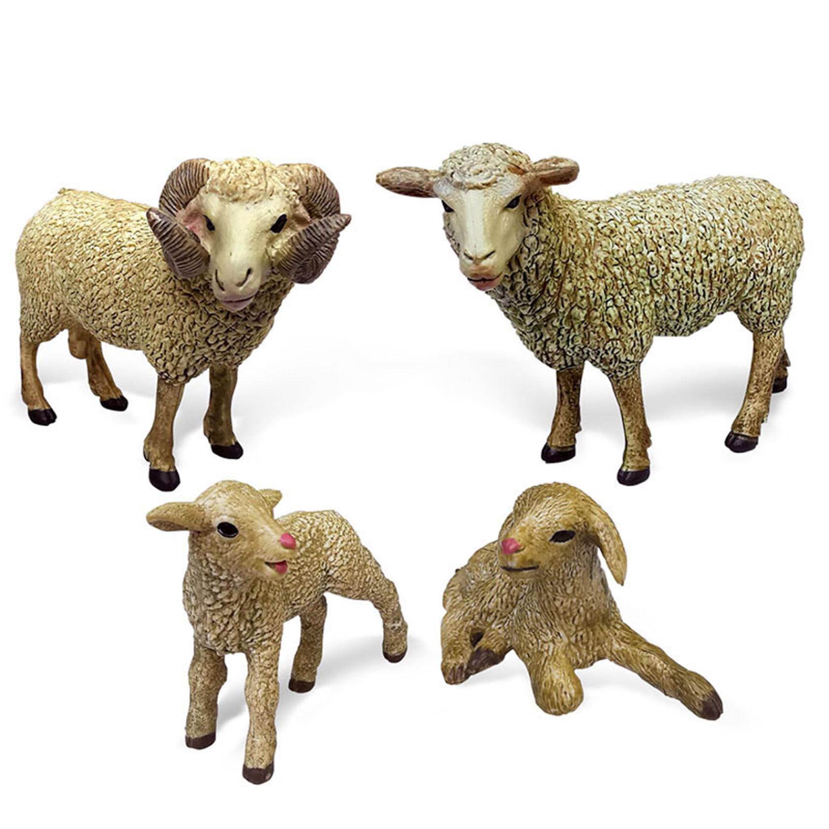 Lcarege 4pcs Sheep Figurines - Hand-painted Realistic Mini Farm Animals Figures With Lifelike Details, Pvc Lamb Toy For Farmhouse Decor, Educational Play