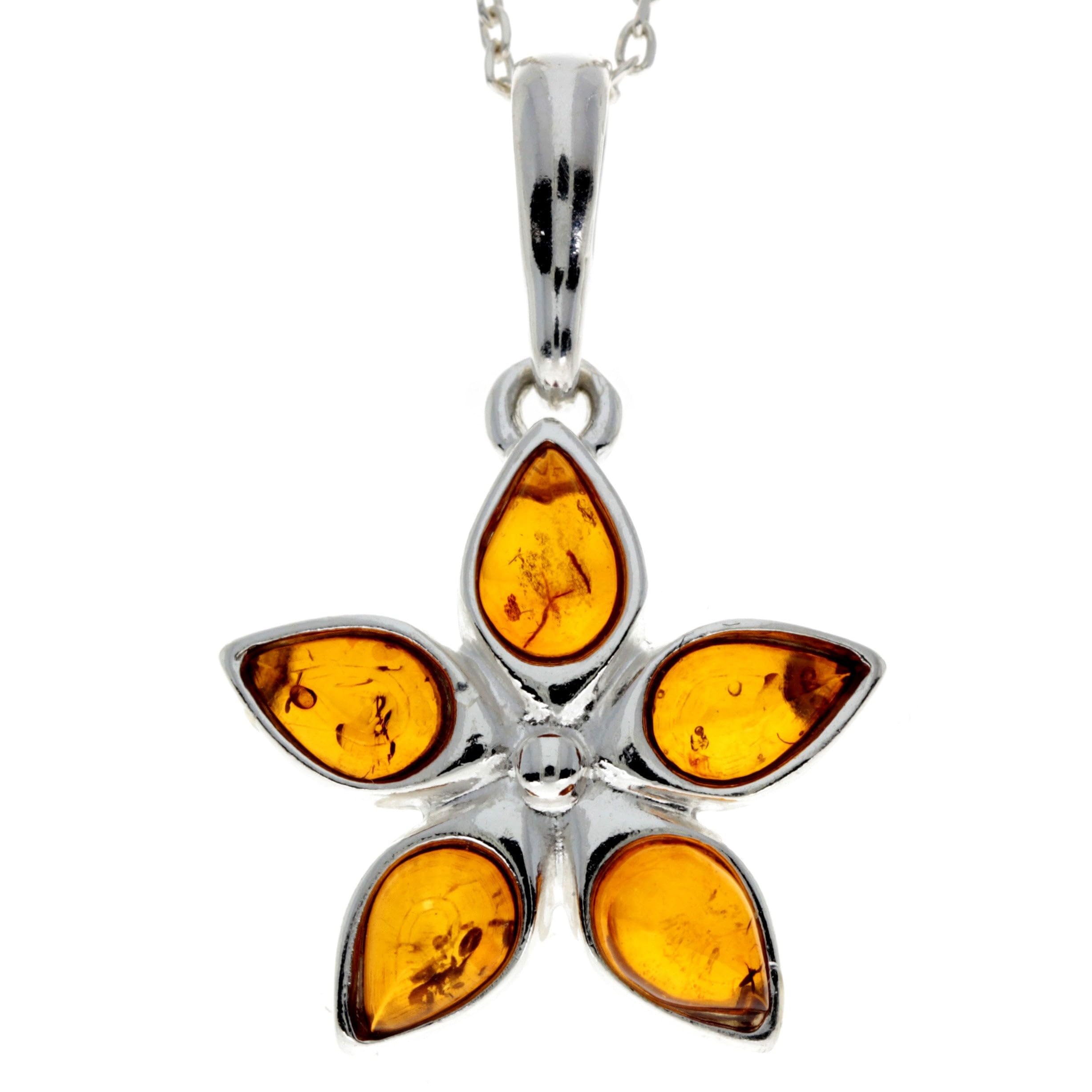 SilverAmber Jewellery Ciondolo classico in vera ambra baltica e argento sterling senza catena, 1684