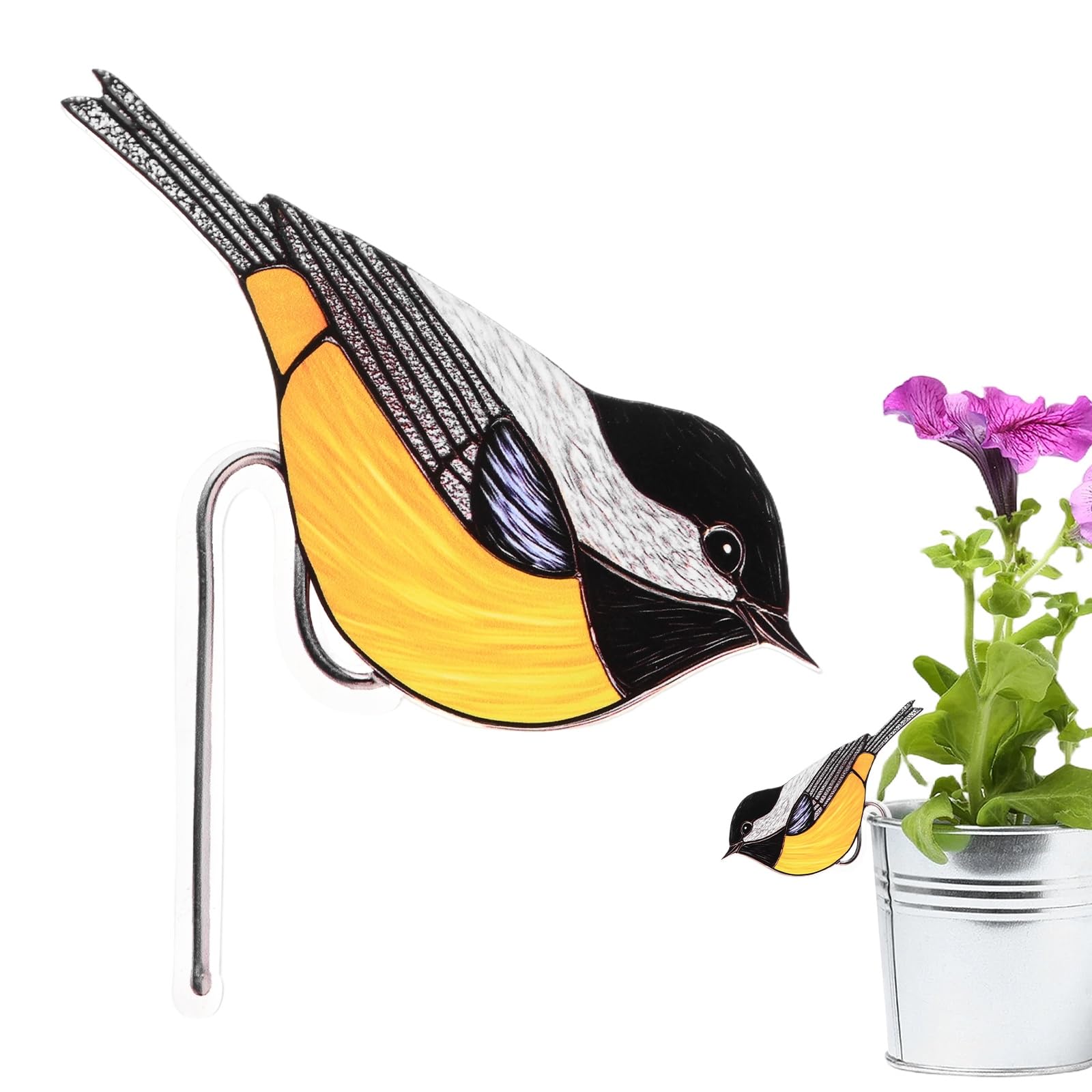 M METERXITY 1-Pack Bird Acrylic Stakes 4.7 Inch Bird Garden Decoration Ornament Potted Plant Decorative Signs for Flower Pot/Planter/Yard/Patio/Outdoor/Indoor[Birding 1]