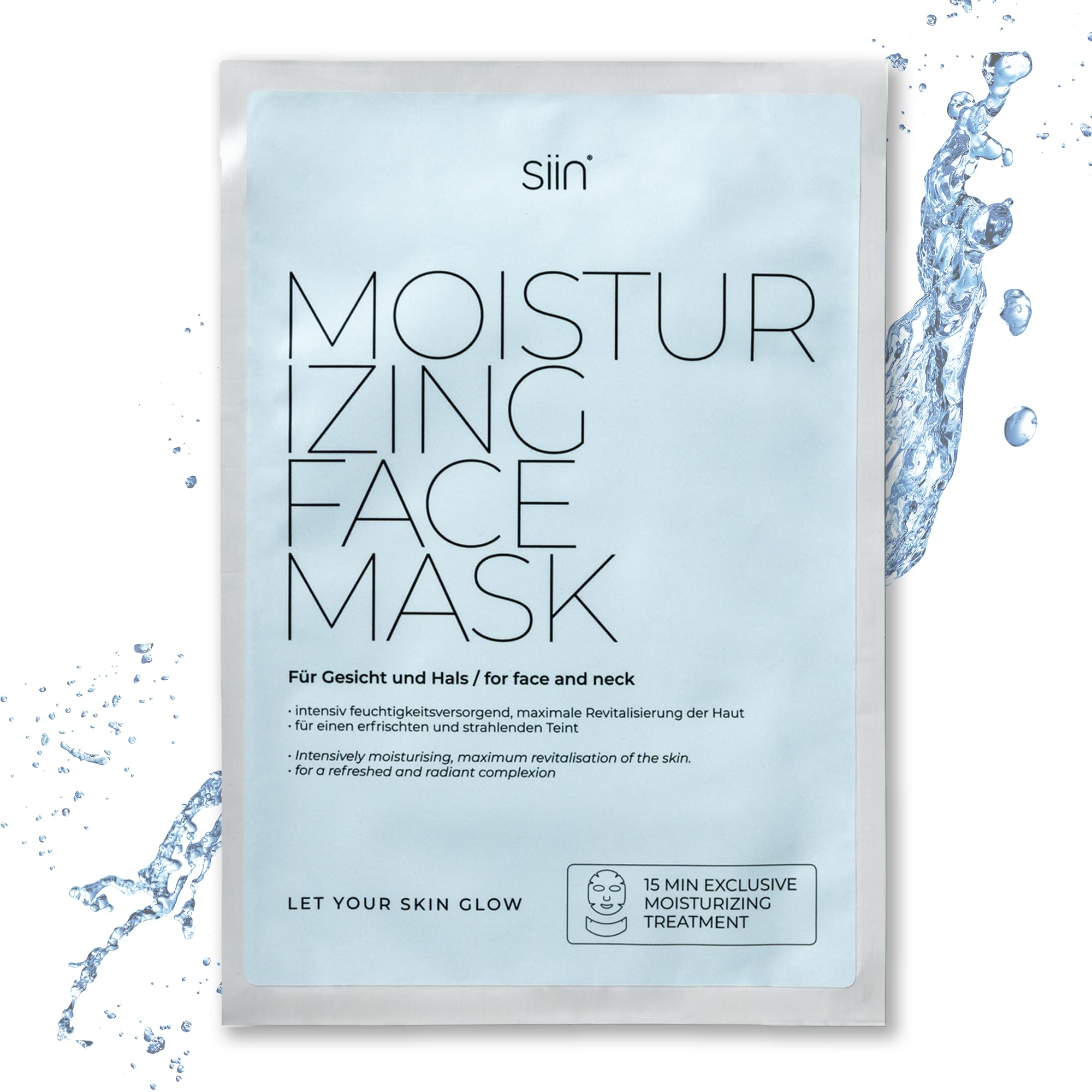 siin feuchtigkeitsspendende Gesichtsmaske - 5er pack Intensive Feuchtigkeit für trockene Haut - Tuchmaske mit Hyaluronsäure, Fucogel® & Kollagen - Intensive Feuchtigkeit für Gesicht und Hals