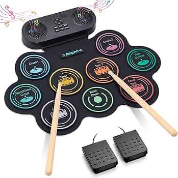 Anpro Roll-Up Electric Drum Set with Speakers and Bluetooth