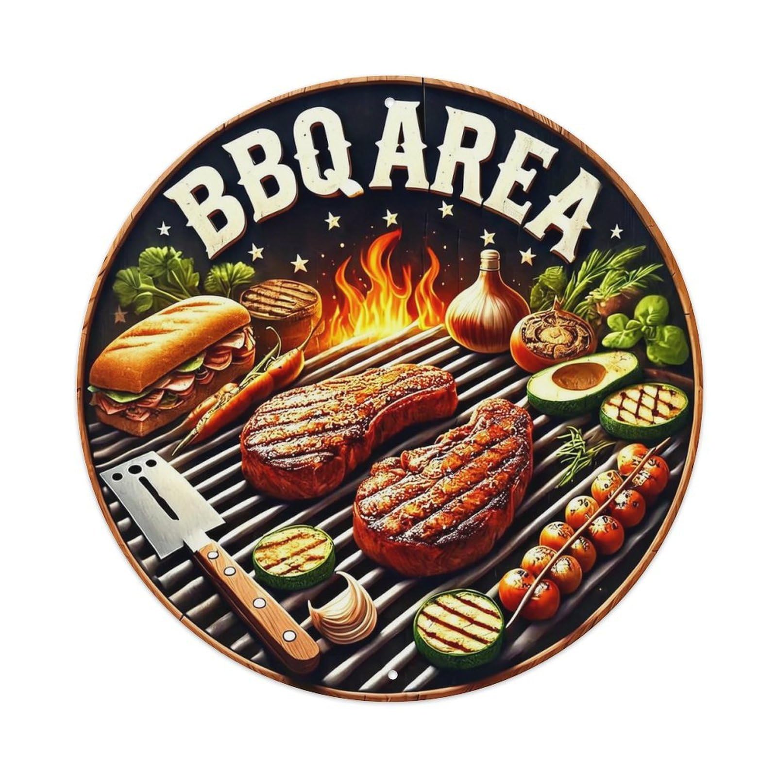 Bbq Area Grill Food Signs Metal Tin Sign Plaque