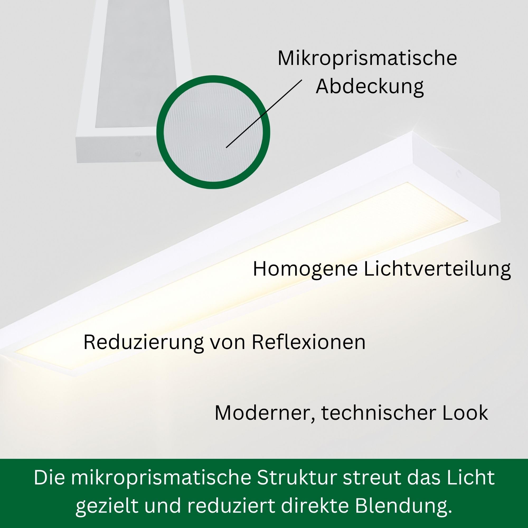LED Aufbauleuchte 150cm 2-flammig mit 3000K LED Röhren | Mikroprismatische Abdeckung, 2 x 20 Watt 5580lm, 3000K Warmweiß, 139,5 lm/W, Büroleuchte Deckenleuchte optional Pendelleuchte