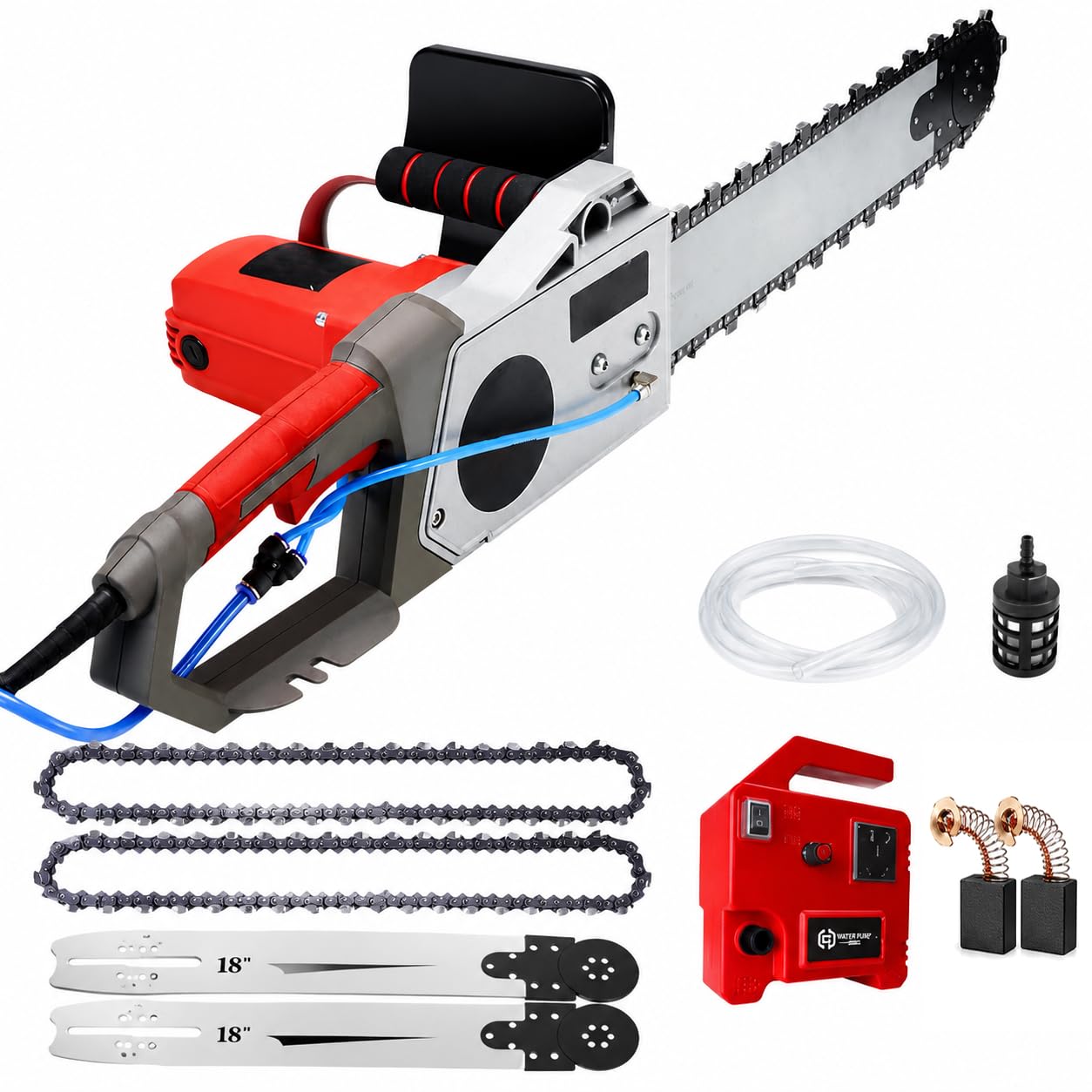 Huachorial Electric Concrete Chain Saw 5800W/6500W with Diamond, 35/48cm Deep Cutting Concrete Saw with Water Fed Dust Suppression, Handheld Cutting Machine for Brick, Granite, Masonry and Renovation