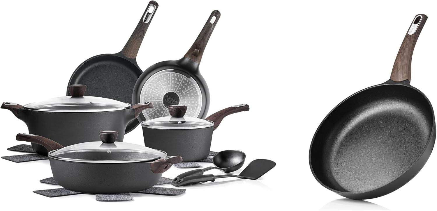 SENSARTE 8Inch Nonstick Frying Pan Skillet Healthy Kitchen Cooking Chef's Pan,14 Pcs Non Stick Kitchen Cooking Set with Frying Pans Set & Saucepan, PFOA PFOS APEO Free