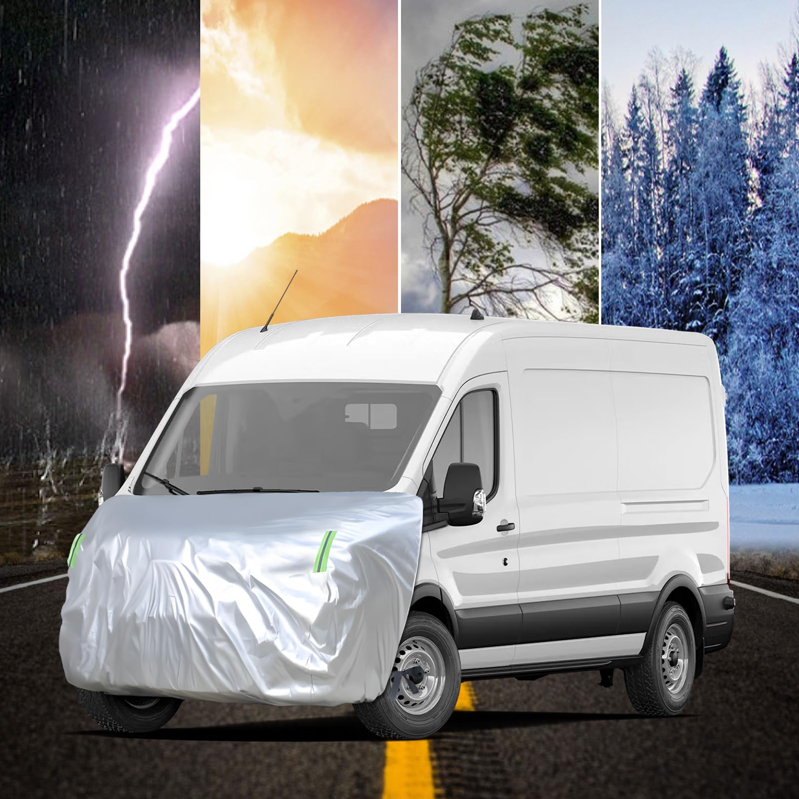 Housse de Voiture Anti-Grêle - Housse de Capot pour Fourgonnettes Compatible avec Ford Transit Mercedes Sprinter Fiat Ducato Renault Master - Demi Housse de Protection Extérieur Imperméable