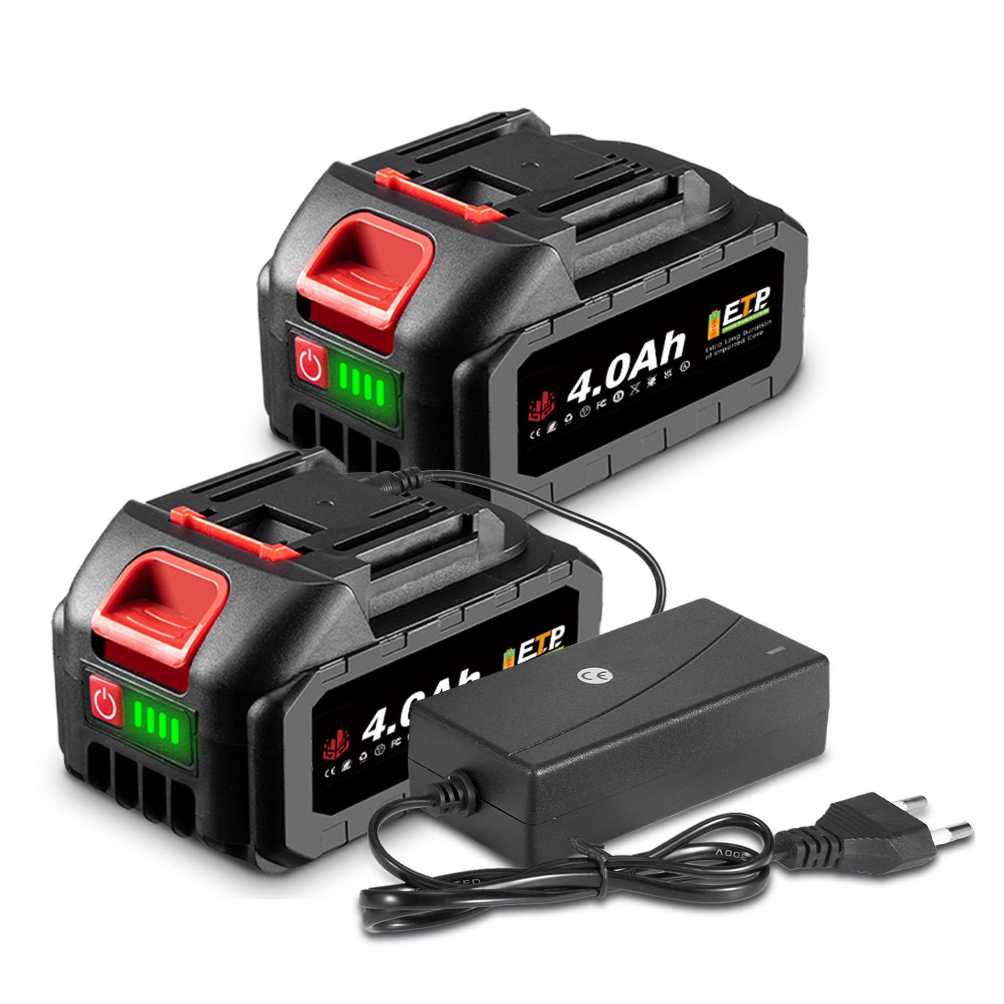 21V Batería de Litio con Cargador, 2X 6000mAh, para Herramientas ONEVAN | 21V aumento de voltaje, BMS protección múltiple, indicador LED, paquete de baterías para herramientas ONEVAN, plug-and-play