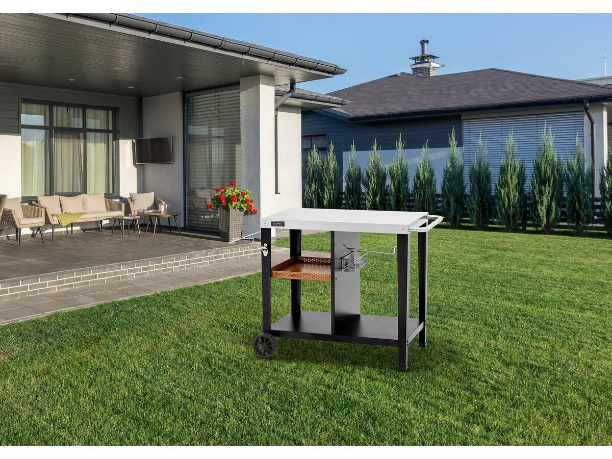 Carro de Servicio para Barbacoa Gelia 117 x 59 cm - Acero Inoxidable - Negro