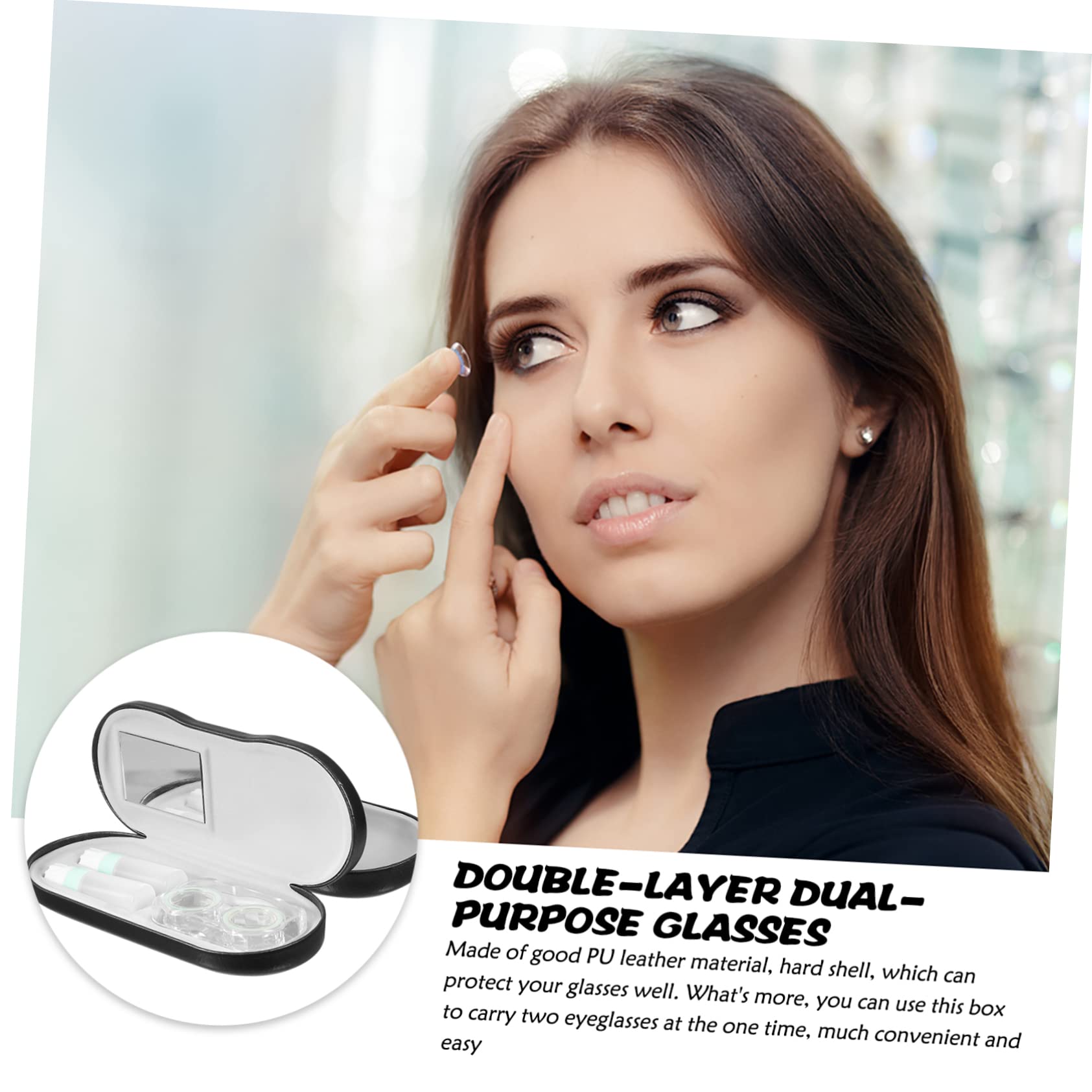 Estuche para Gafas Portátil de Doble Uso, Organizador para Lentes de Contacto, Resistente a Rayaduras, para Viaje y Hogar