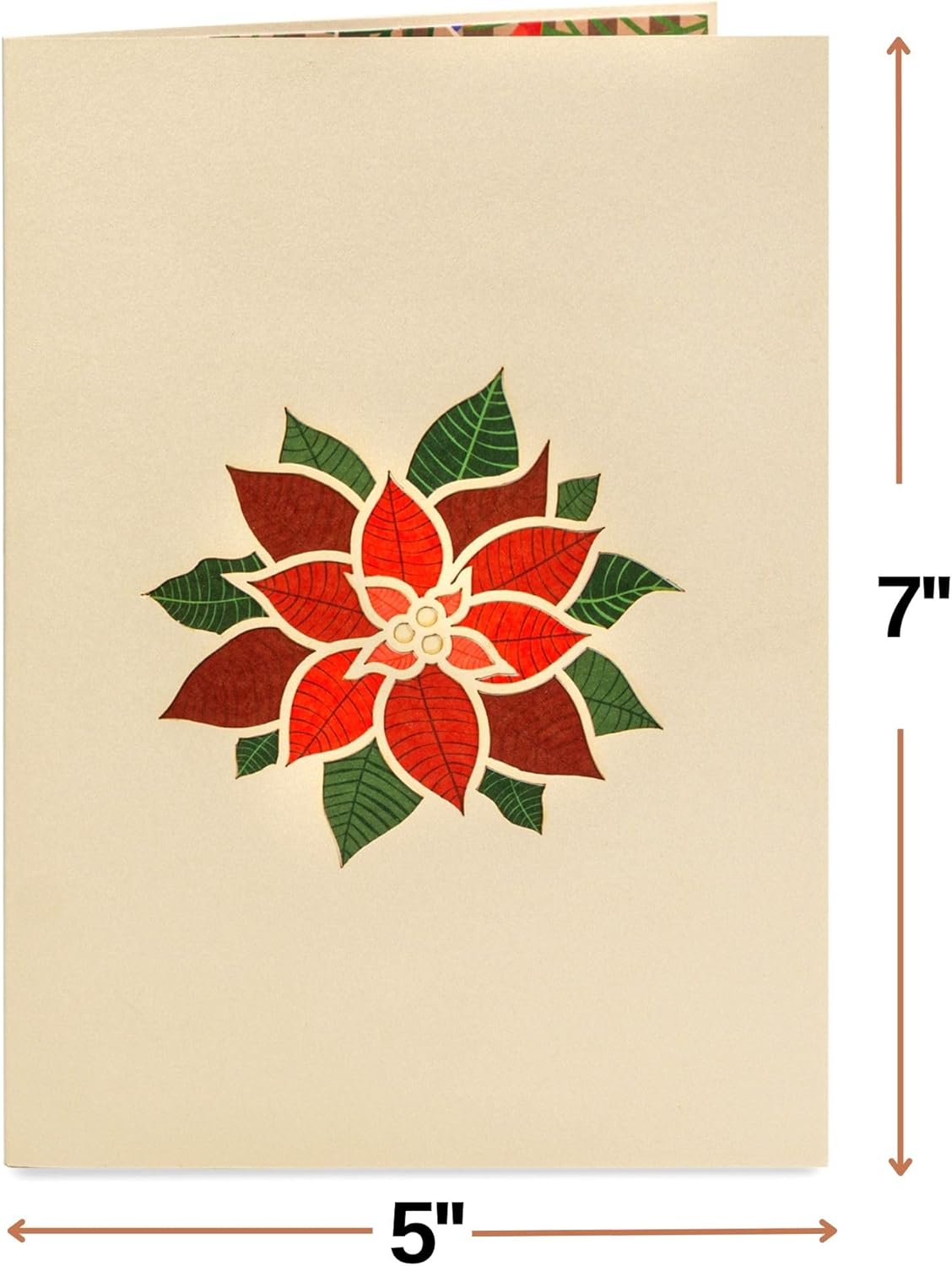 Paper Love 3D Poinsettias Plant Christmas Pop Up Card, Gift For Christmas or Holidays, 5" x 7" Cover - Includes Envelope and Removable Note Tag - Image 2