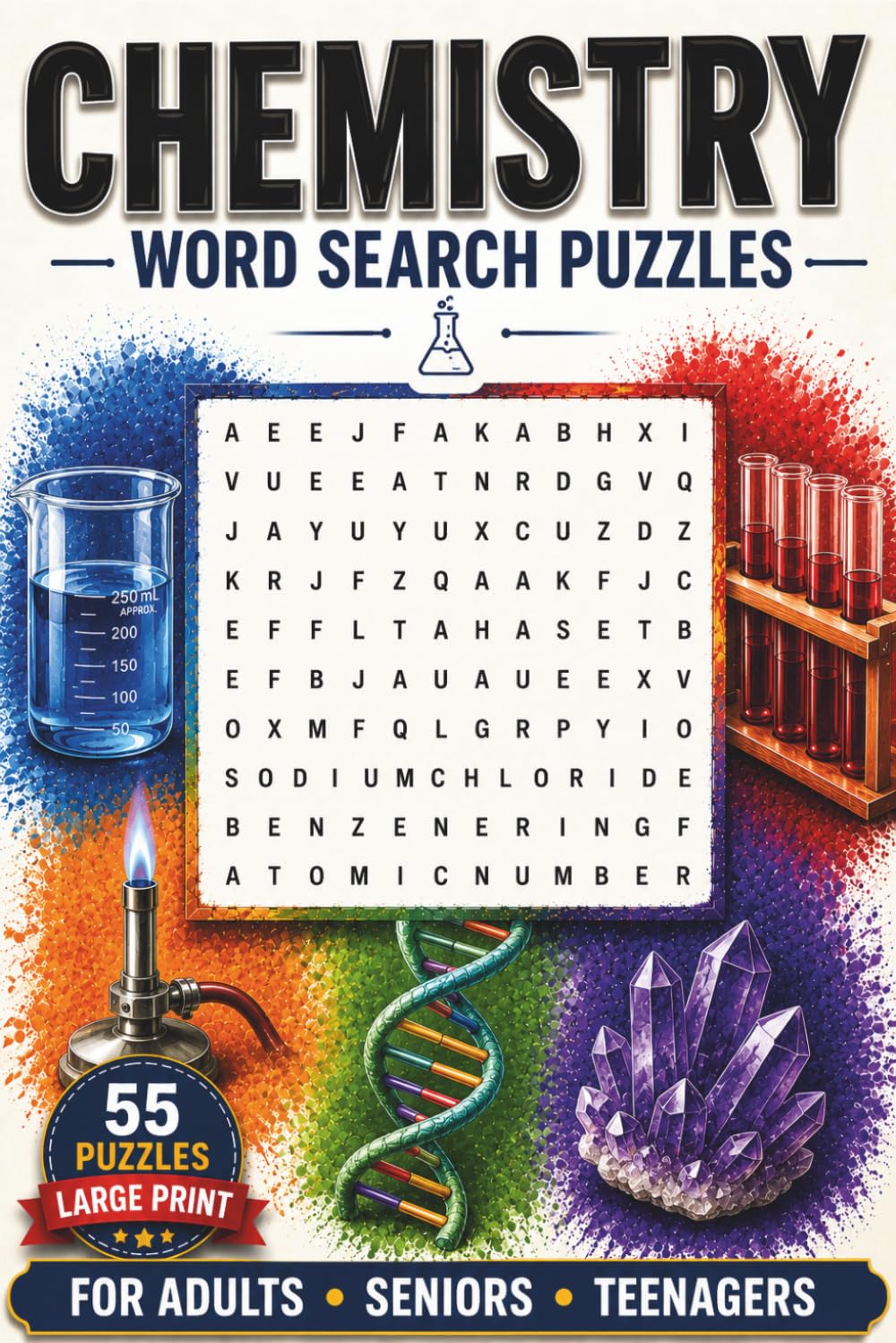 Chemistry: Word Search Puzzle Book Featuring Chemistry Terms — Elements, Compounds & More | 55 Puzzles | 6x9 Inches | For Adults, Seniors & Teenagers