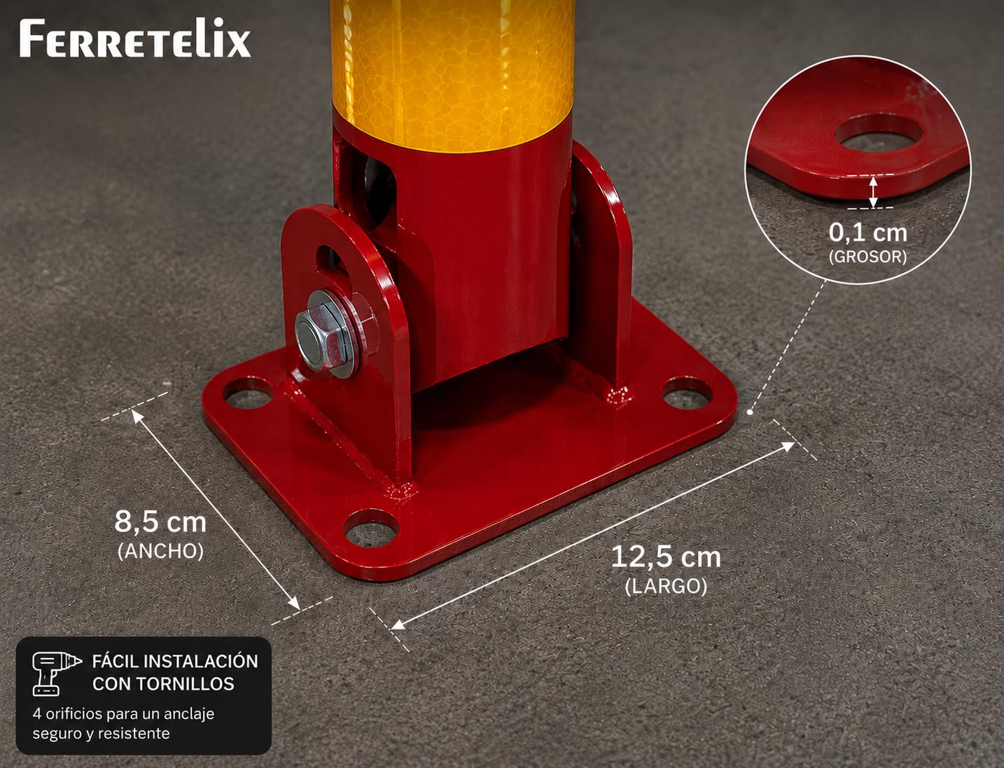 Ferretelix® Cepo Parking 60 cm x 33 cm x 8 cm - Barrera parking - Valla parking - incluye 2 llaves de seguridad. Abatible | Cerradura de seguridad