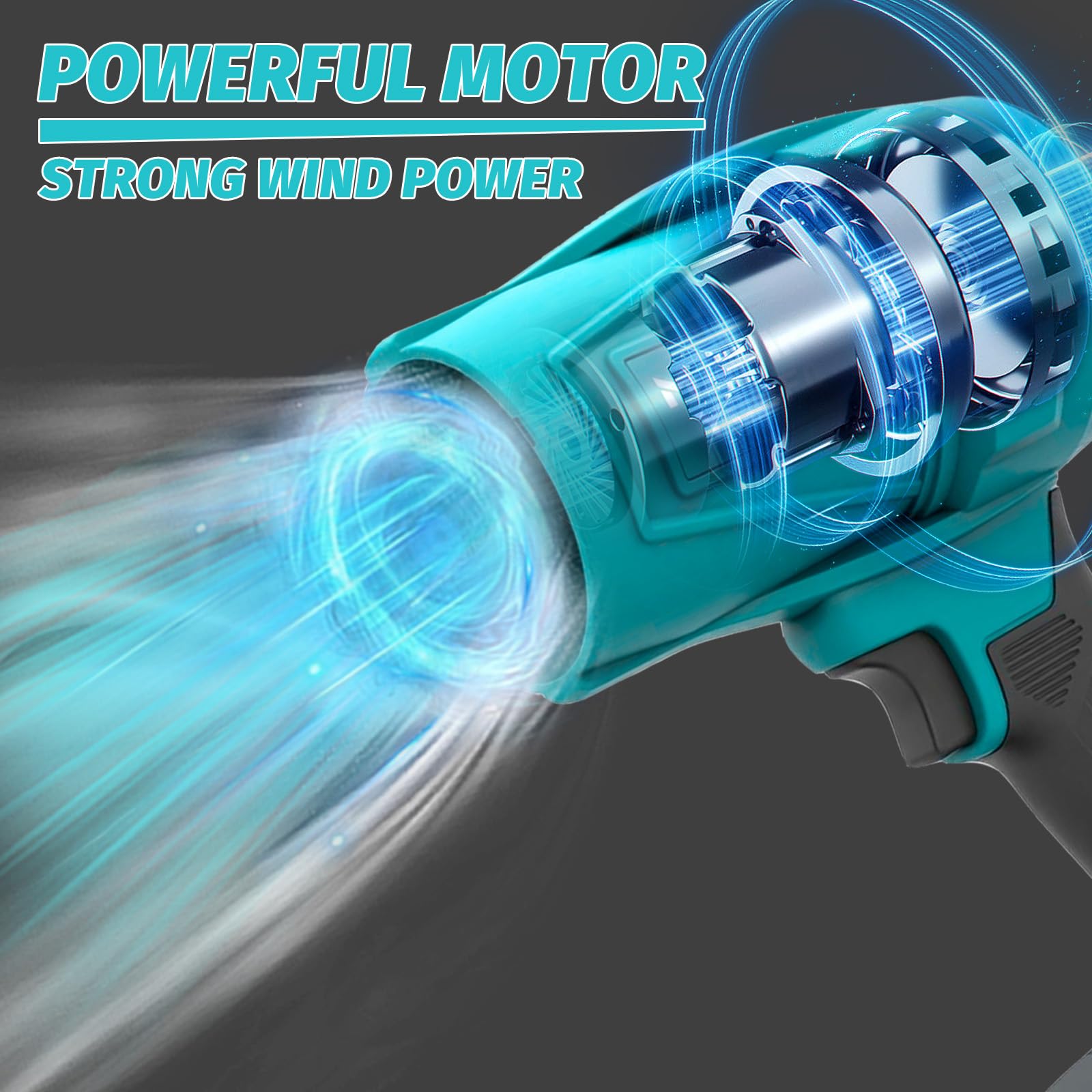Soplador de hojas inalámbrico de 18 V Turbo Super Power compatible sin escobillas 55000 rpm alta velocidad para limpieza de jardines y terrazas, cuidado del césped y remoción de nieve