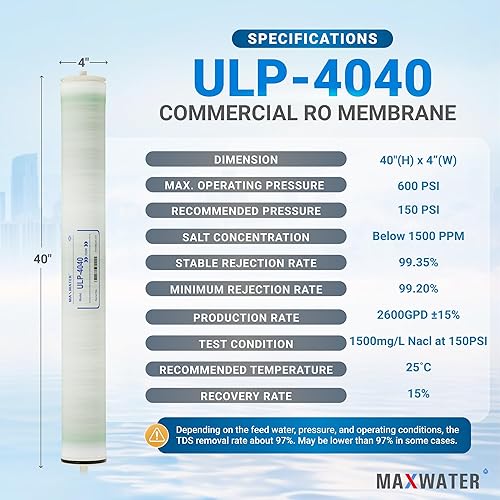 Miniatura 10 de Max Water Brackish Water RO Membrane Element-BW-4040 2400 GPD ósmosis inversa comercial tamaño 4 x 40 pulgadas bueno para uso industrial municipal