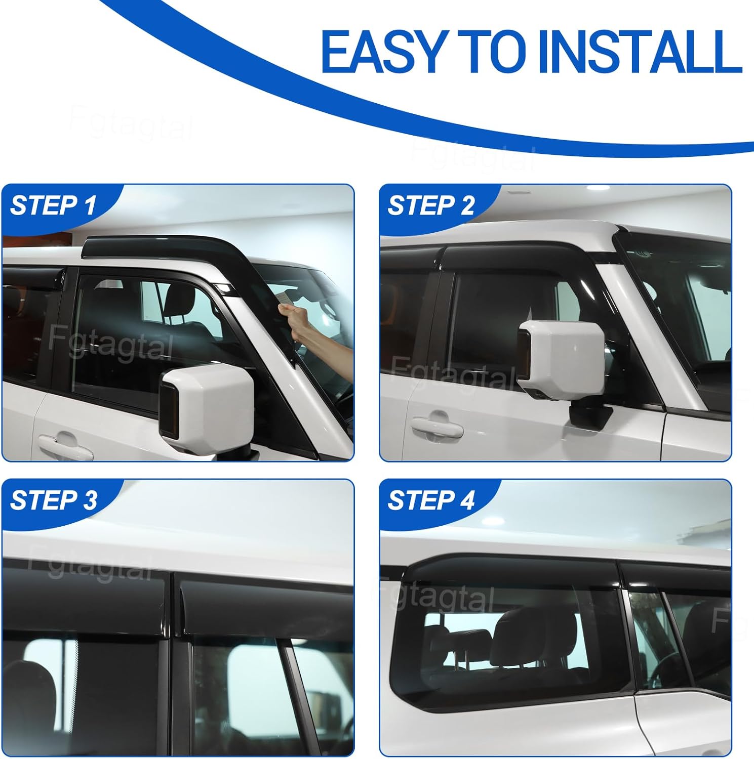 Side Window Rain Guards Visor Deflectors Compatible with Toyota Land Cruiser Prado J250 LC250/Lexus GX 2024 2025 Window Deflectors ABS Outside Mount Rain Guards, 6PCS